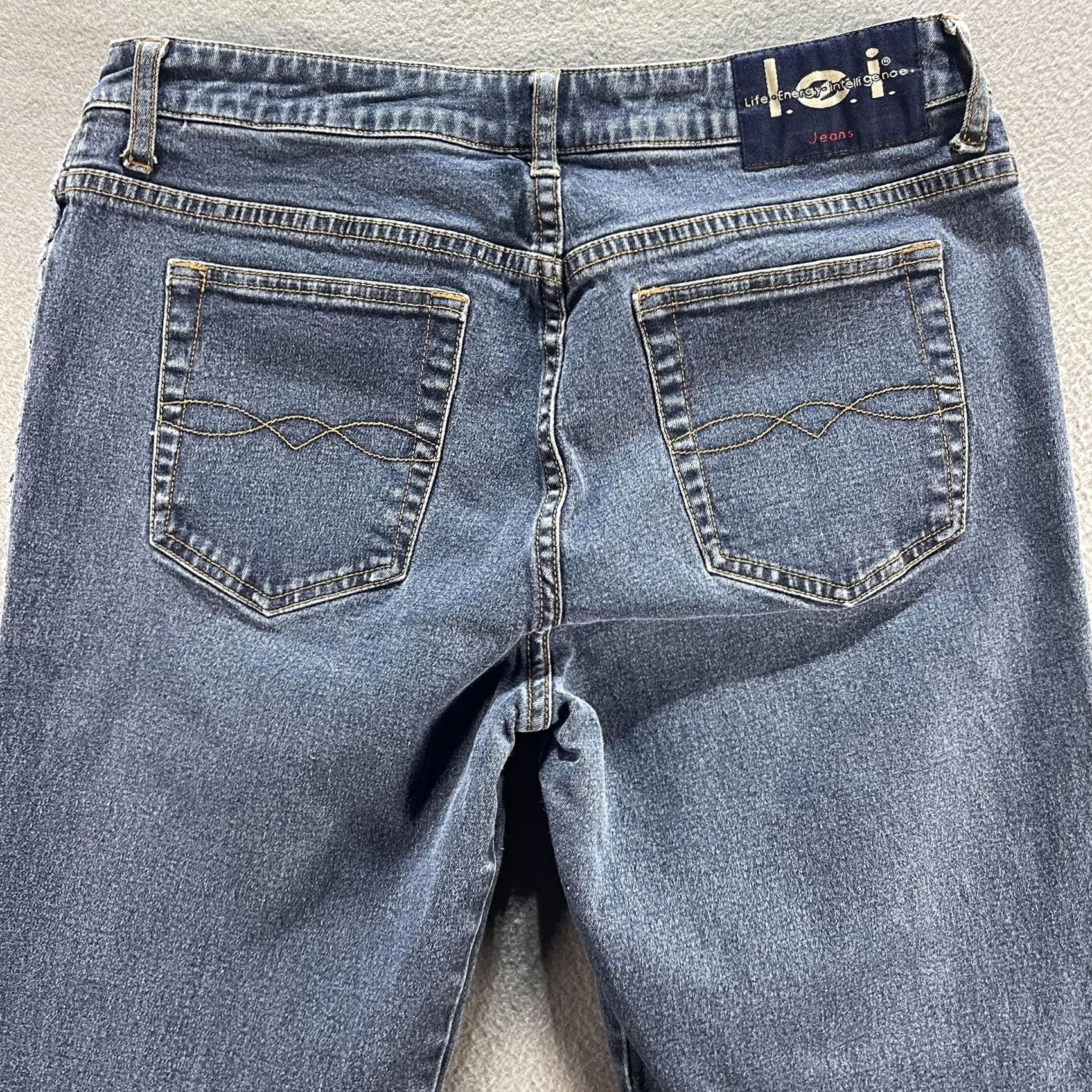 Vintage LEI Jeans Womens 13 Blue Bootcut Flare Stretch Denim High Rise Frayed Hem Pants Size 34" / US 12 / IT 48 - 4 Thumbnail