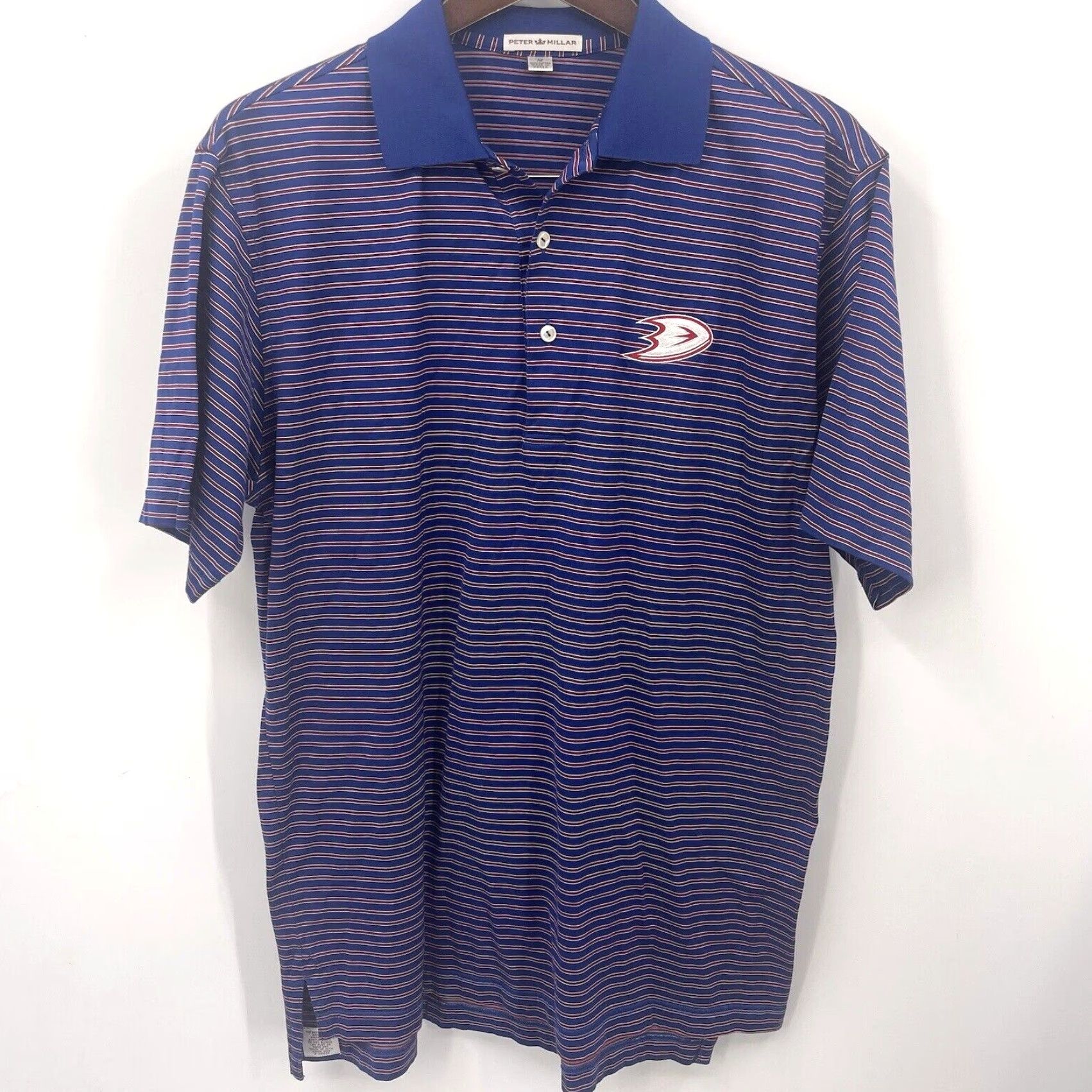 Peter Millar Peter Millar Polo Shirt Men M Red Blue Striped Short Sleeve Golf Preppy Dad Size US M / EU 48-50 / 2 - 2 Thumbnail