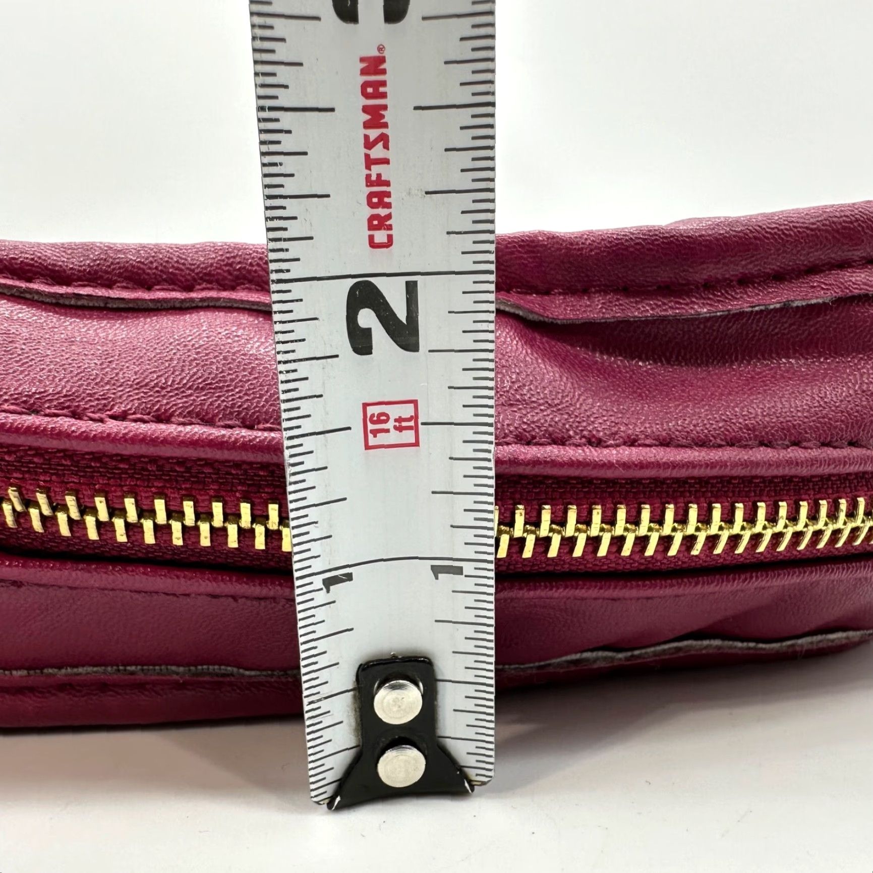 Vintage RJ Womens Crossbody Bag Purse Pink Magenta Gold Laced Faux Leather Fold Over Crossbody Size ONE SIZE - 4 Thumbnail