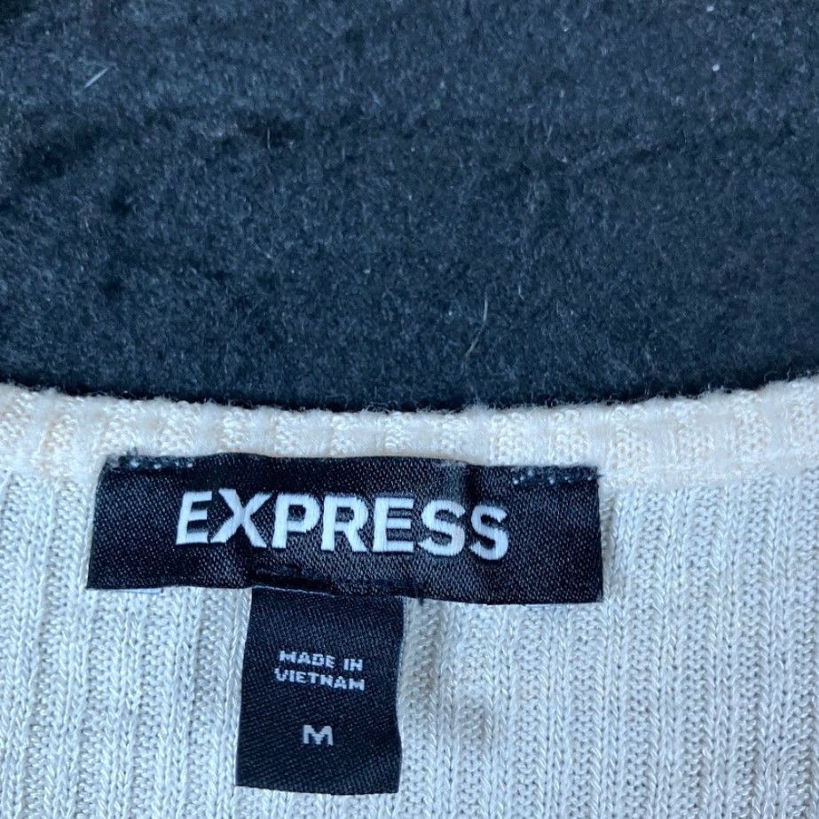 Express Express Women Sweater Cream Deep V Wrap Tie Waist Long Sleeve Knit Stretch M Size M / US 6-8 / IT 42-44 - 6 Thumbnail