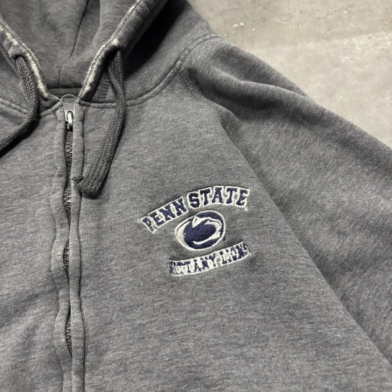Japanese Brand × Vintage Crazy Vintage 90s Grey Penn State College Distressed Zip Up Hoodie! Size US L / EU 52-54 / 3 - 5 Thumbnail