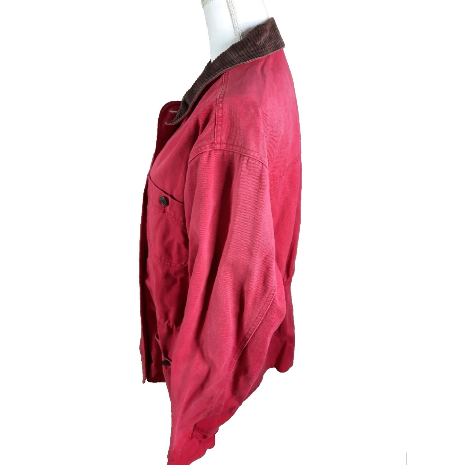 Denim & Co. VINTAGE Denim & Co. Chore Barn Coat Medium Red Jacket/Coat Mid-Length Women Lined Corduroy Collar 90s Size M / US 6-8 / IT 42-44 - 5 Thumbnail