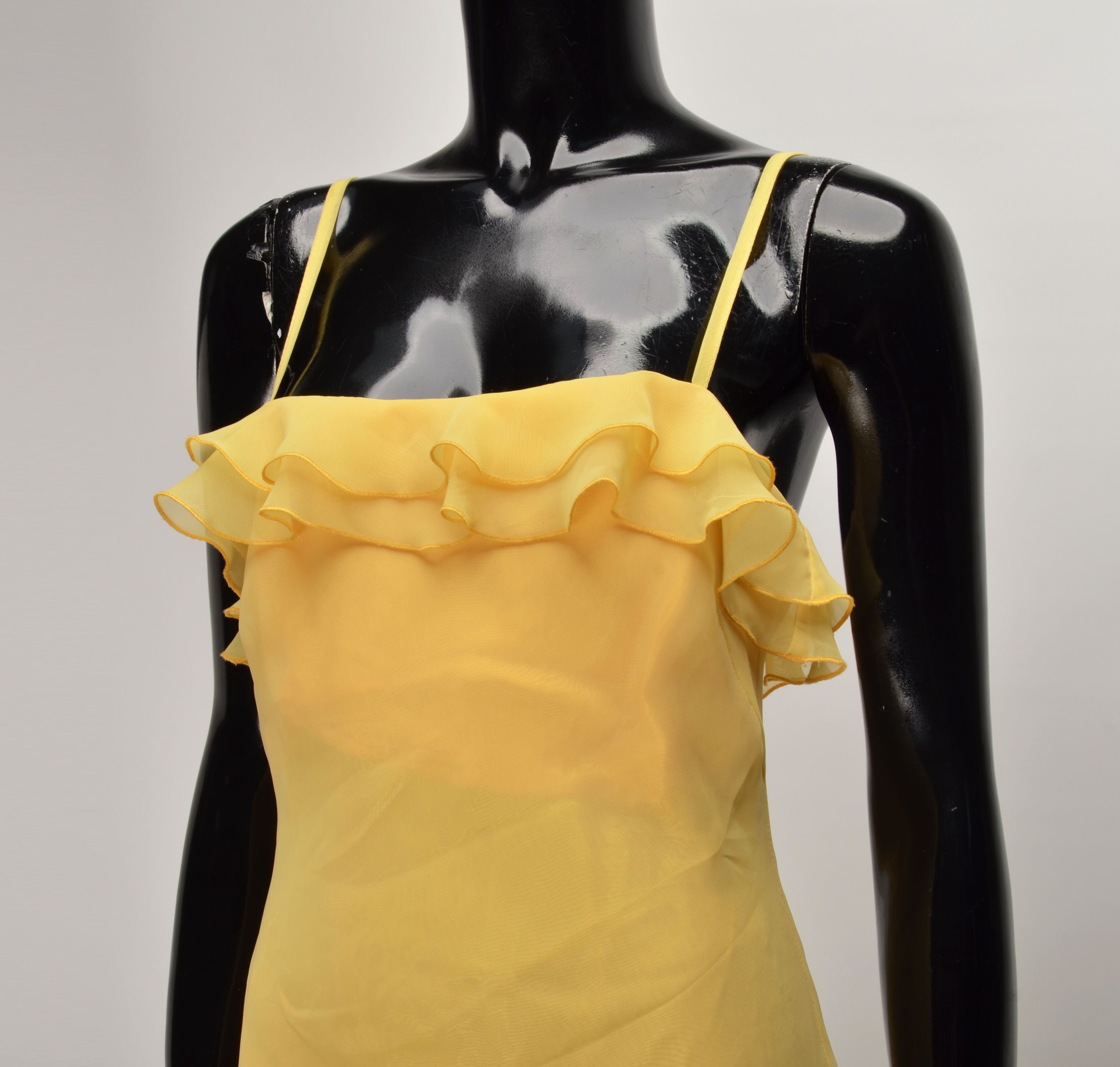 Other Vintage Chou Chou 90's Ruffle Yellow Coquette Dress Size M / US 6-8 / IT 42-44 - 2 Thumbnail