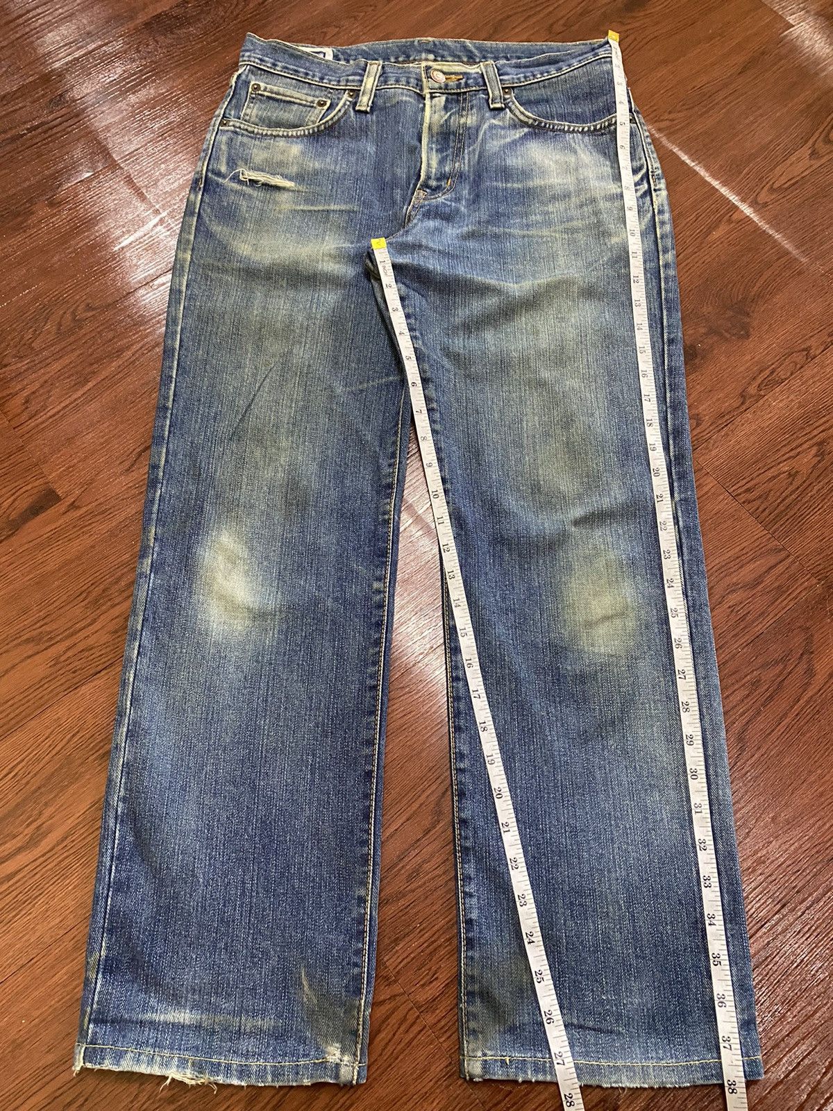 Japanese Brand Vintage Edwin503 Blue Wash Distressed Loose Jeans Size US 31 - 14 Thumbnail