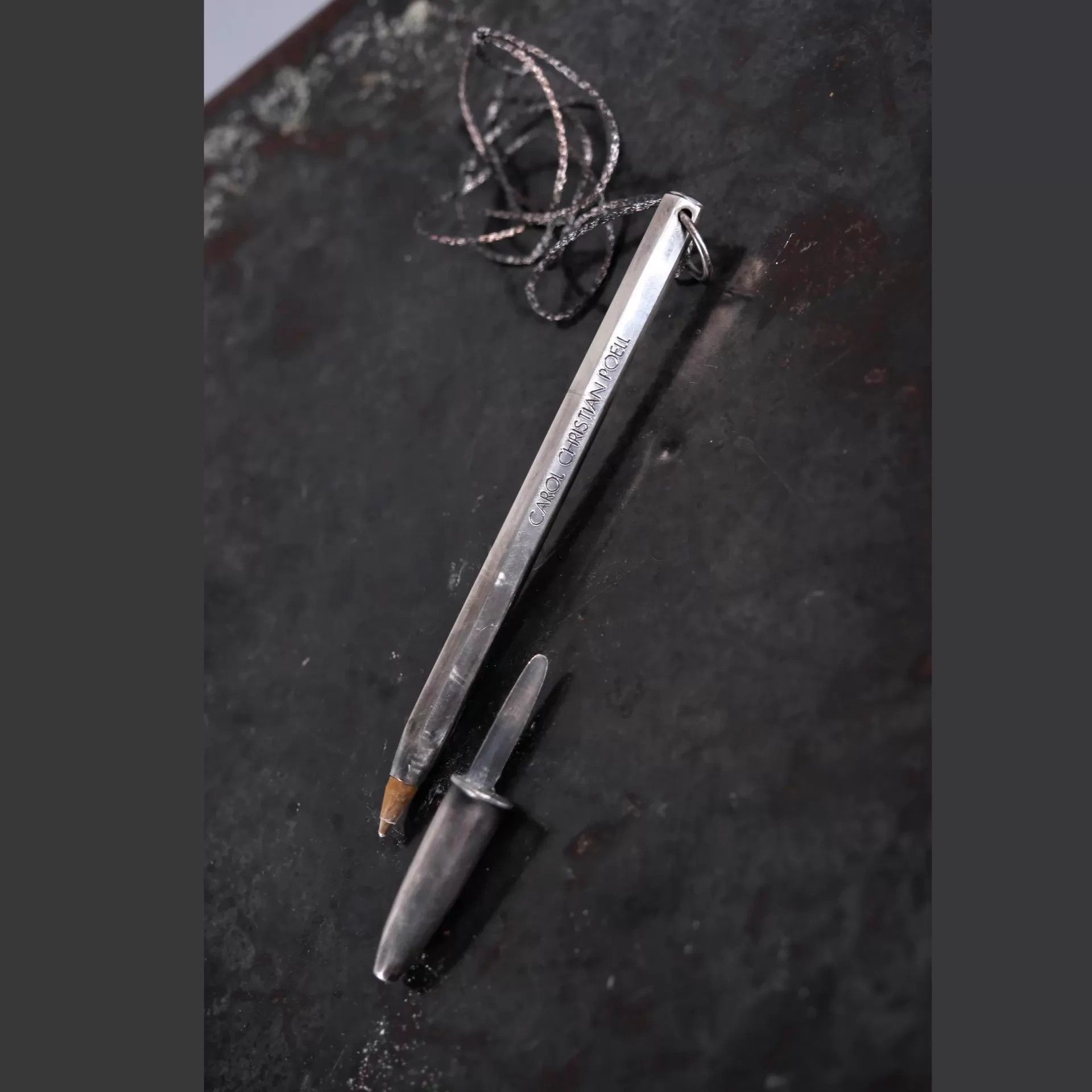 Carol Christian Poell CCP Retro Pen Silver Rope Chain Necklace Adjustable Length Size ONE SIZE - 2 Thumbnail