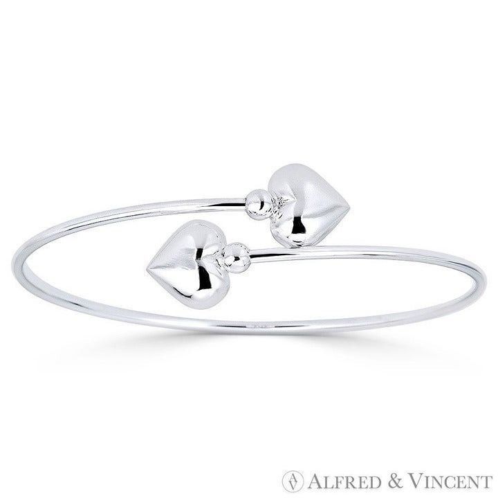 Other Hollow Double Heart Charm Open-Cuff Bypass Bangle Size ONE SIZE - 1 Preview