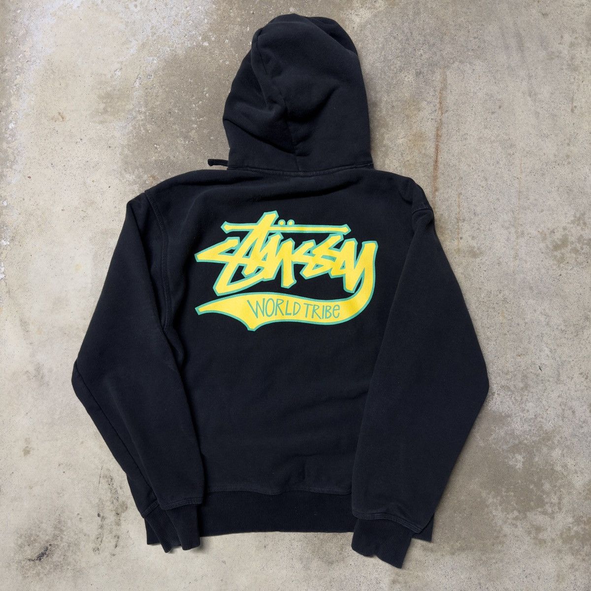Streetwear × Stussy STUSSY WORLD TRIBE BLACK HOODIE LARGE | Grailed