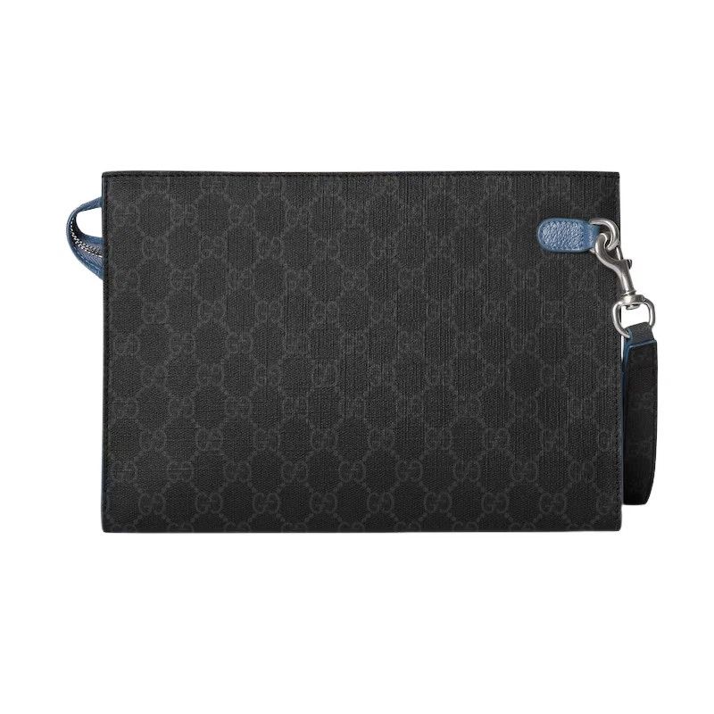 Gucci GUCCI Black/Blue GG Canvas Small Pouch New & Authentic Size ONE SIZE - 3 Thumbnail