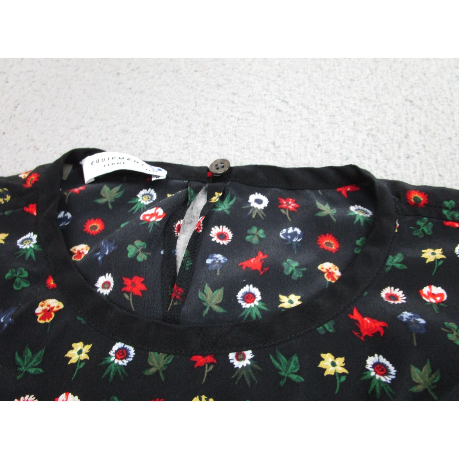 Equipment EQUIPMENT Femme Black Floral Silk Shift Dress Women's Medium 3/4 Sleeve Casual Size M / US 6-8 / IT 42-44 - 5 Thumbnail
