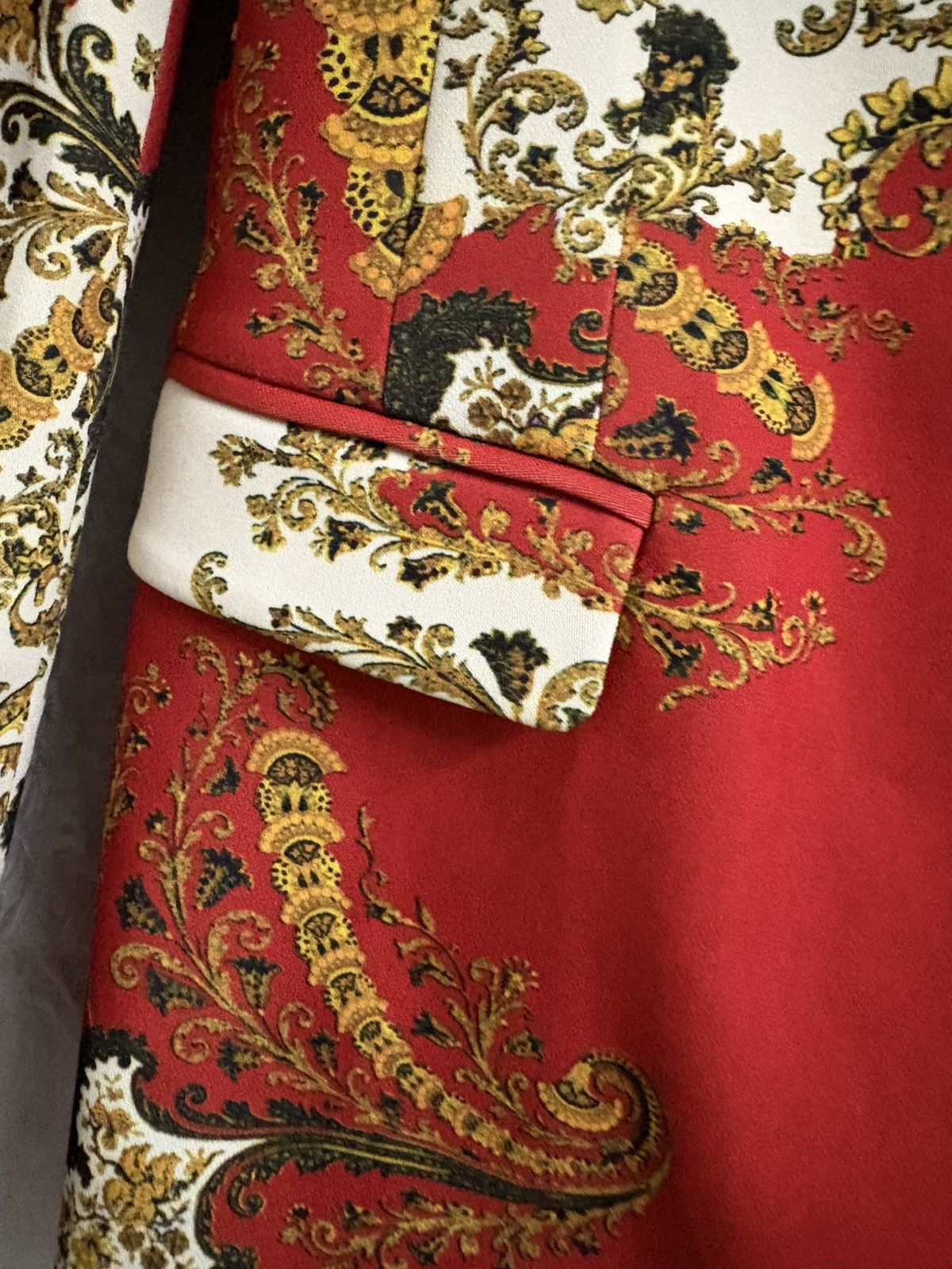 Just Cavalli Just Cavalli Red & White Paisley Satin Blazer Size S / US 4 / IT 40 - 3 Thumbnail