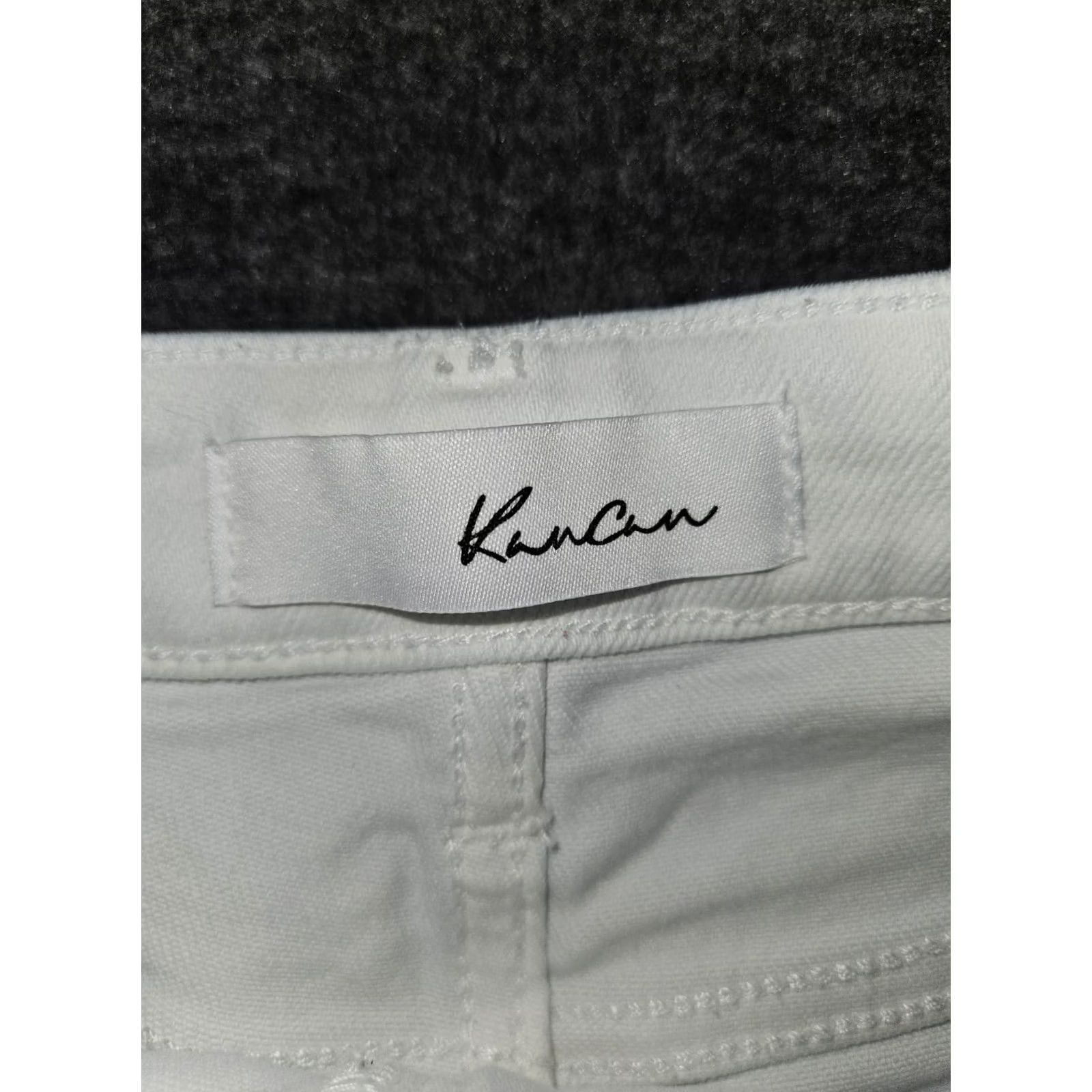 Vintage KanCan Jeans Juniors 7/27 White Skinny Ankle Fringe Slit Preppy City Denim Stretch Adjustable Inseam 25" Womens Size 28" / US 6 / IT 42 - 2 Thumbnail