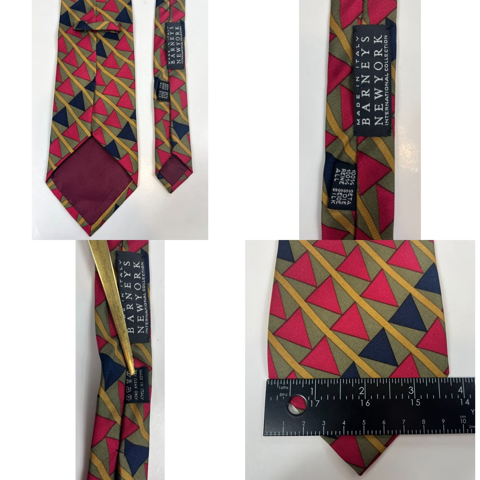 Vintage Barneys New York Silk Tie Geometric Made in Italy Silk Geometric Tie Mens Size ONE SIZE - 8 Thumbnail