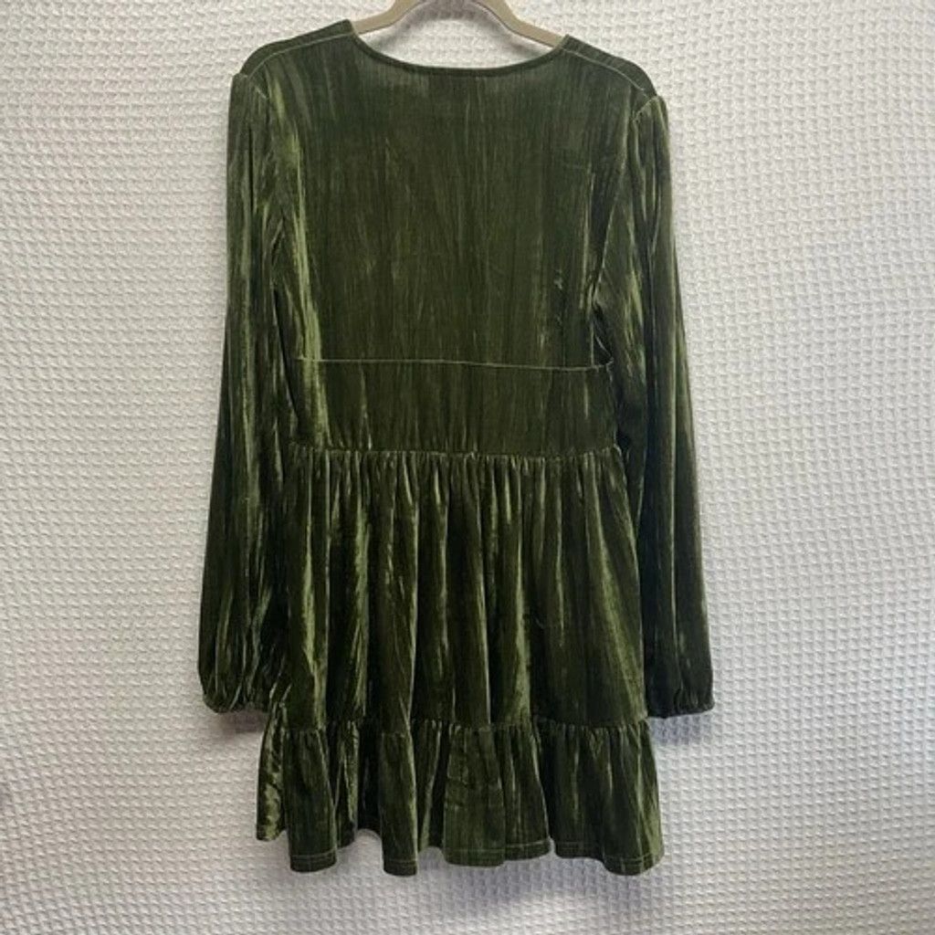 Cider Cider Velvet Long Sleeve V-Neck Babydoll Mini Dress Women L Size L / US 10 / IT 46 - 6 Thumbnail
