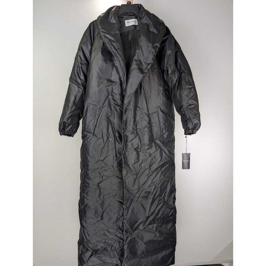 Saint Laurent Paris o1rshd1 Canvas Tech Maxi Coat in Black Size US M / EU 48-50 / 2 - 3 Thumbnail