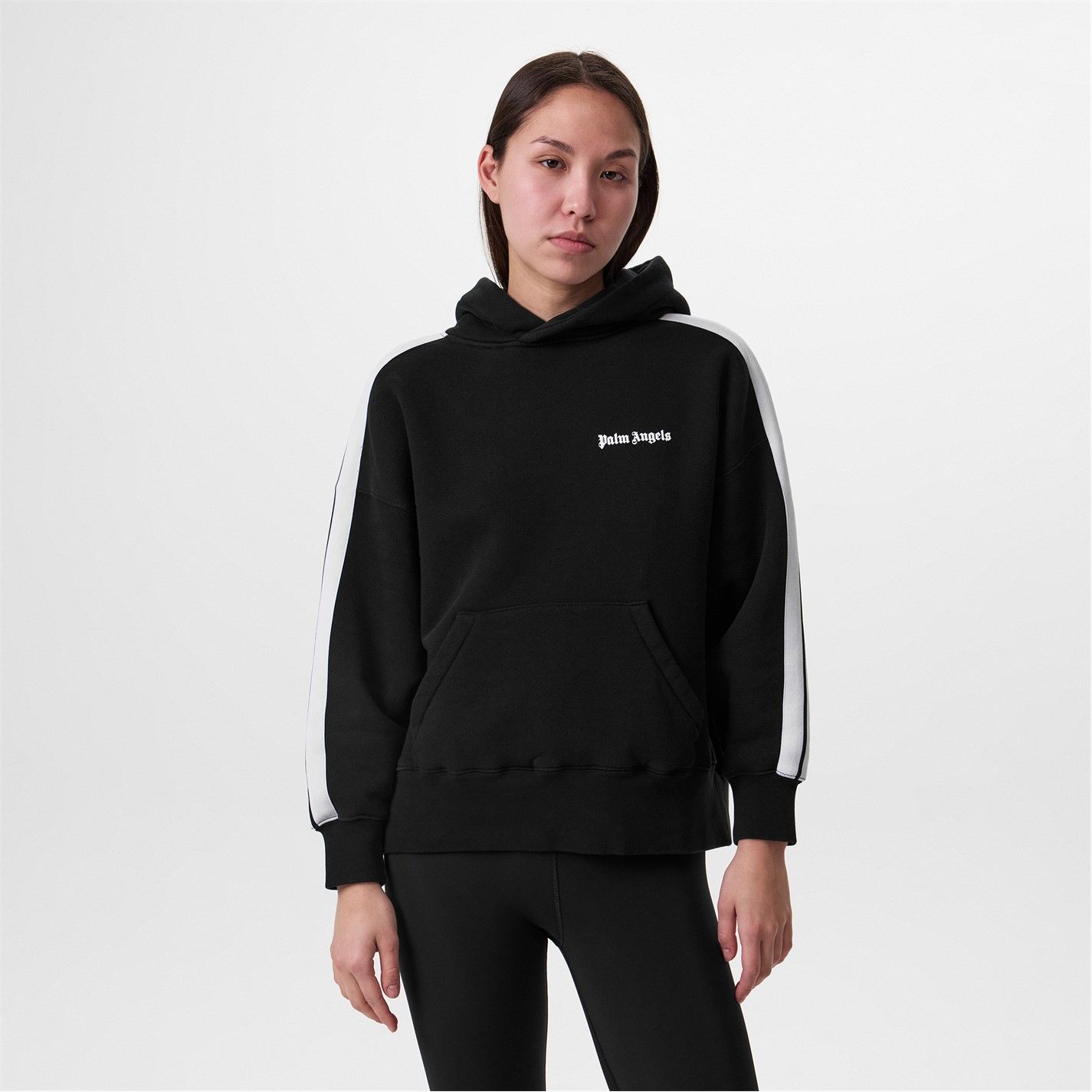 Palm Angels o1g2r1mq0325 Track Hoodie in Black & White Size S / US 4 / IT 40 - 2 Thumbnail
