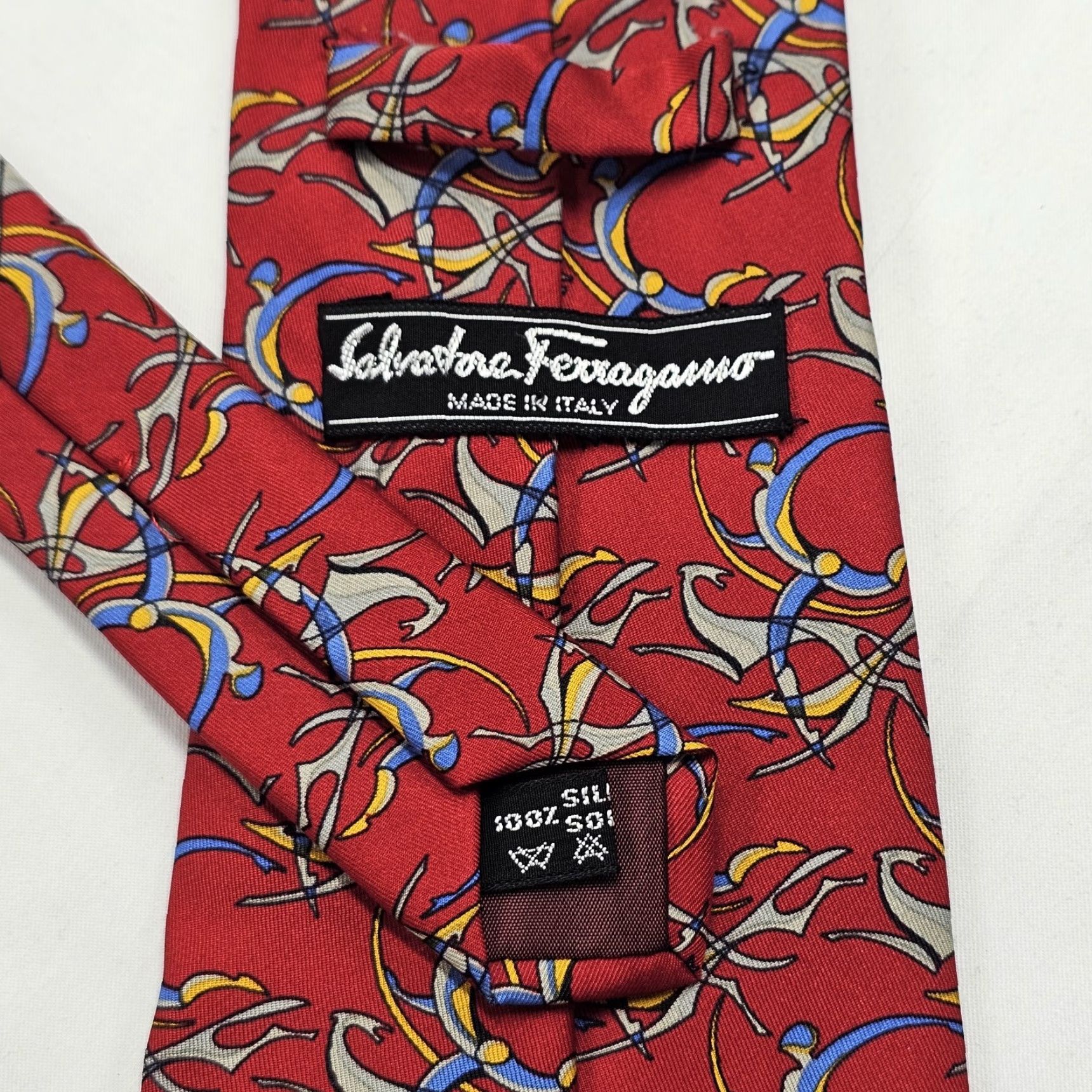 Salvatore Ferragamo Salvatore Ferragamo Tie Mens Red Renaissance Archer Running Dog Luxury Size ONE SIZE - 5 Thumbnail