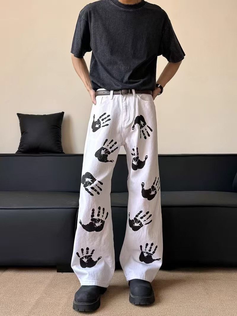 Japanese Brand × Jean Street hip-hop palm print baggy jeans Size US 30 / EU 46 - 2 Thumbnail