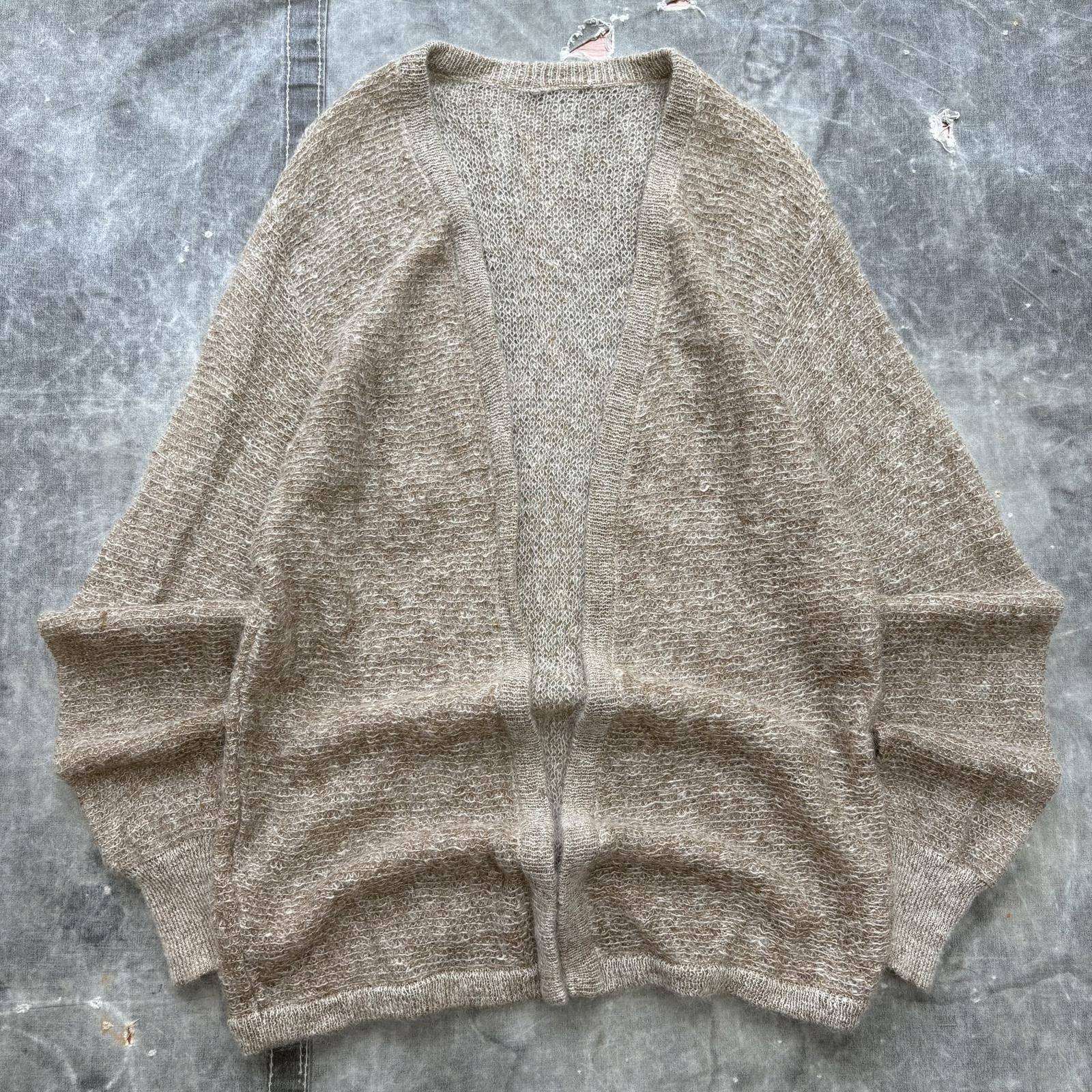 Vintage Vintage 60s Beige Mohair Fuzzy Kurt Cobain Sweater Cardigan Size US XL / EU 56 / 4 - 1 Thumbnail