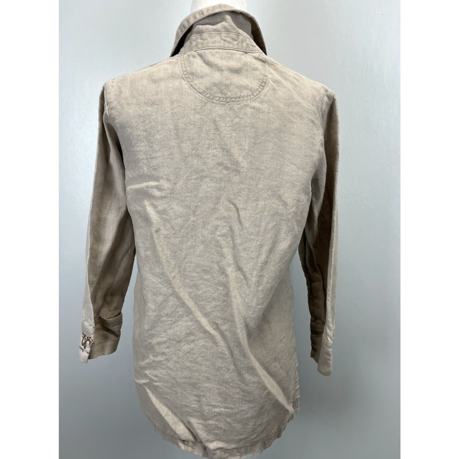 Vintage VINTAGE Chico's Linen Jacket Sz M Tan Beaded Artsy Womens Business Casual Size M / US 6-8 / IT 42-44 - 3 Thumbnail