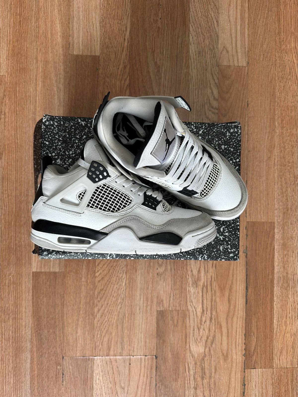 image of Jordan Nike Jordan 4 Millitary Black 8 Shoes in White, Men's