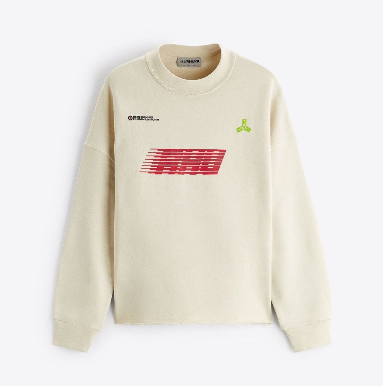 image of Rhude x Zara Beige Logo Crewneck, Men's (Size Large)