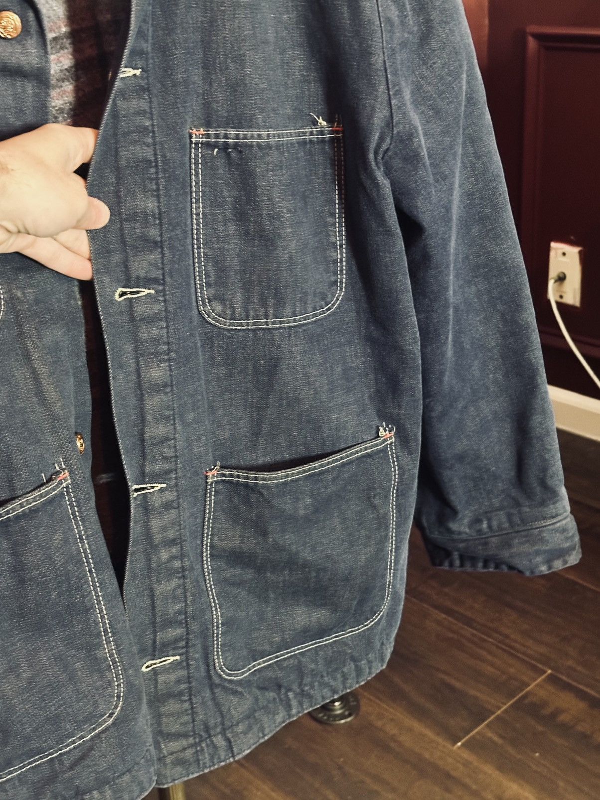 Wrangler EARLY vintage flannel lined corduroy indigo denim jacket Size US XL / EU 56 / 4 - 5 Thumbnail