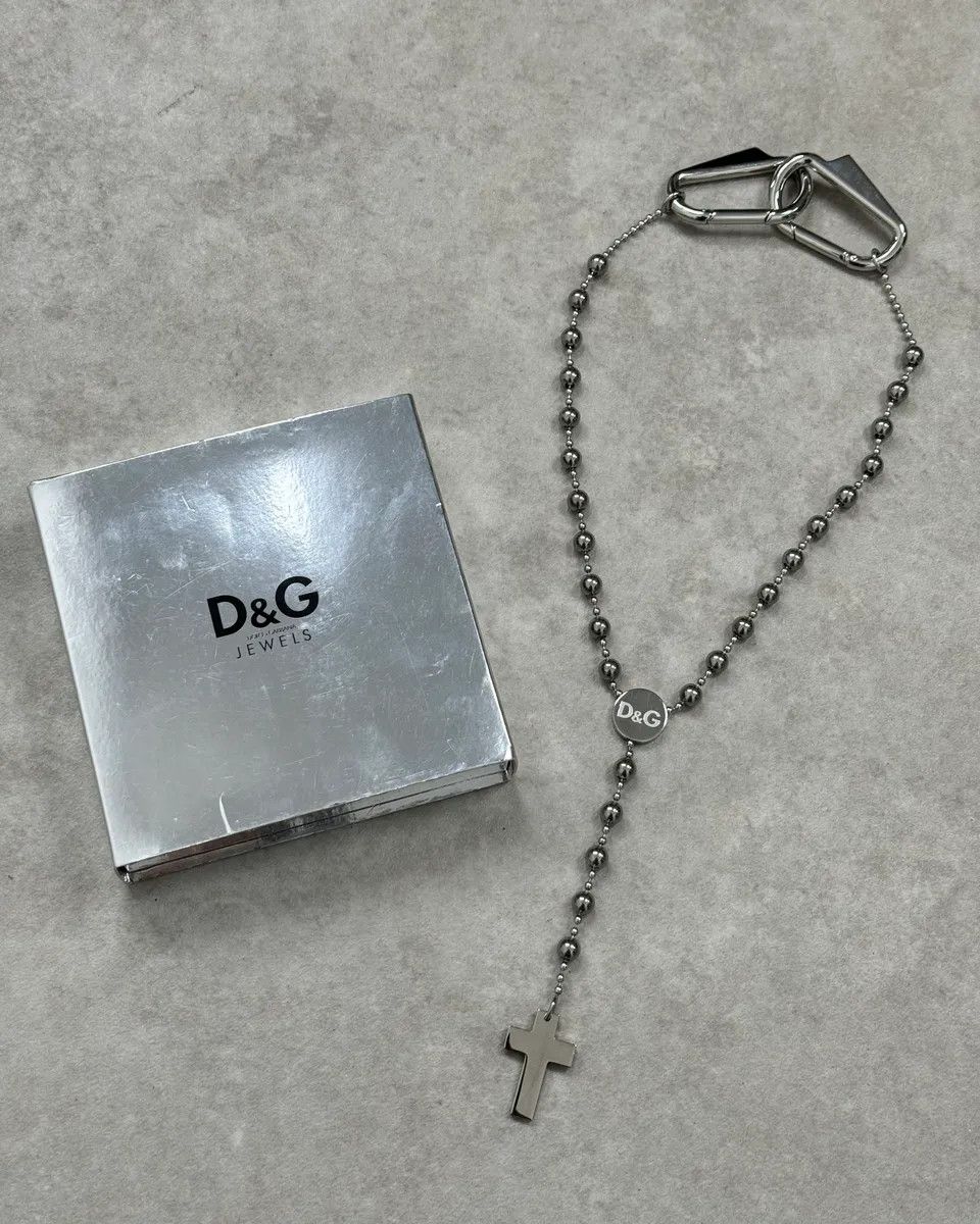 Dolce & Gabbana 2000s Dolce & Gabbana Grey Metal Beaded Cross Rosary Chain Size ONE SIZE - 3 Thumbnail
