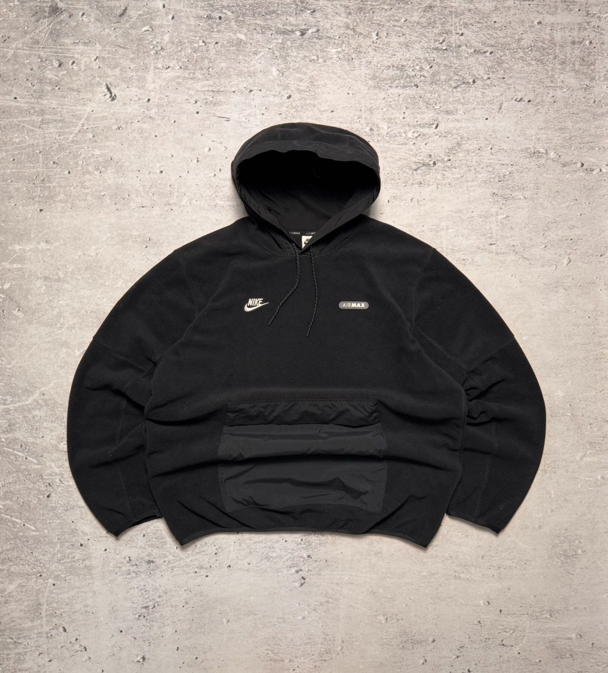 Nike × Vintage NIKE AIR MAX TEDDY FLEECE CENTER LOGO OVERSIZE BOXY HOODIE Size US L / EU 52-54 / 3 - 1 Thumbnail