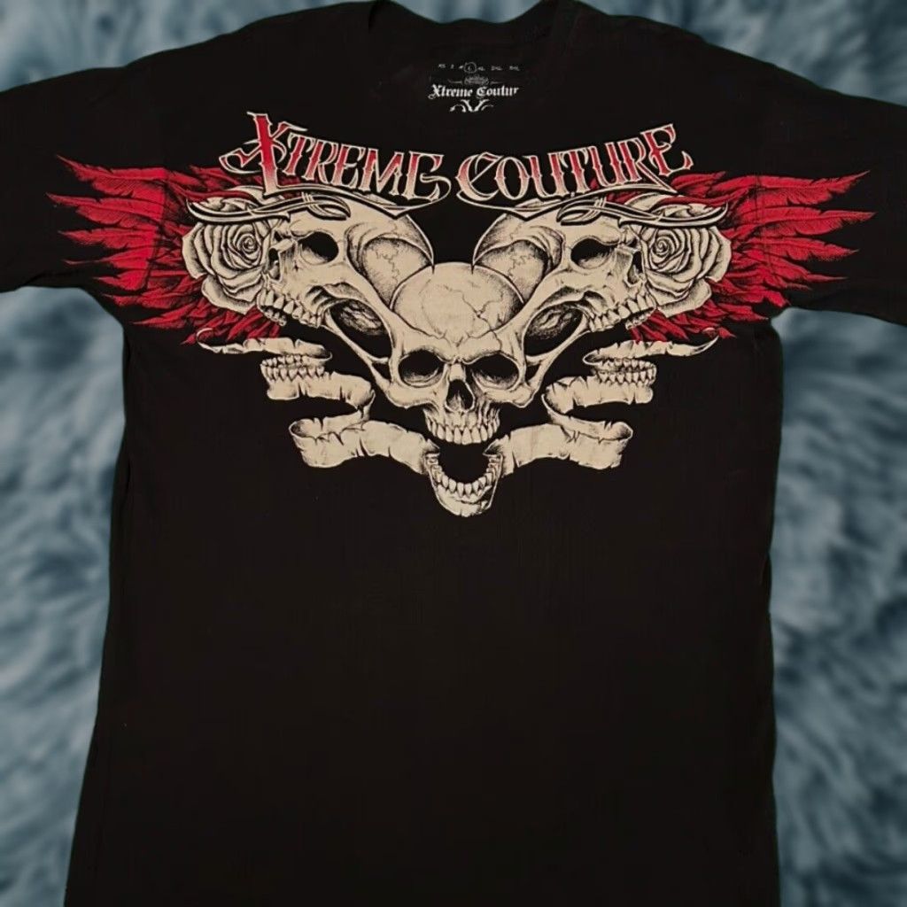 Vintage VINTAGE Xtreme Couture MMA Skull Wings Grunge Punk VTG Shirt Mens L Black 90s Y2K Punk Grunge Hip Hop Biker Size US L / EU 52-54 / 3 - 1 Thumbnail