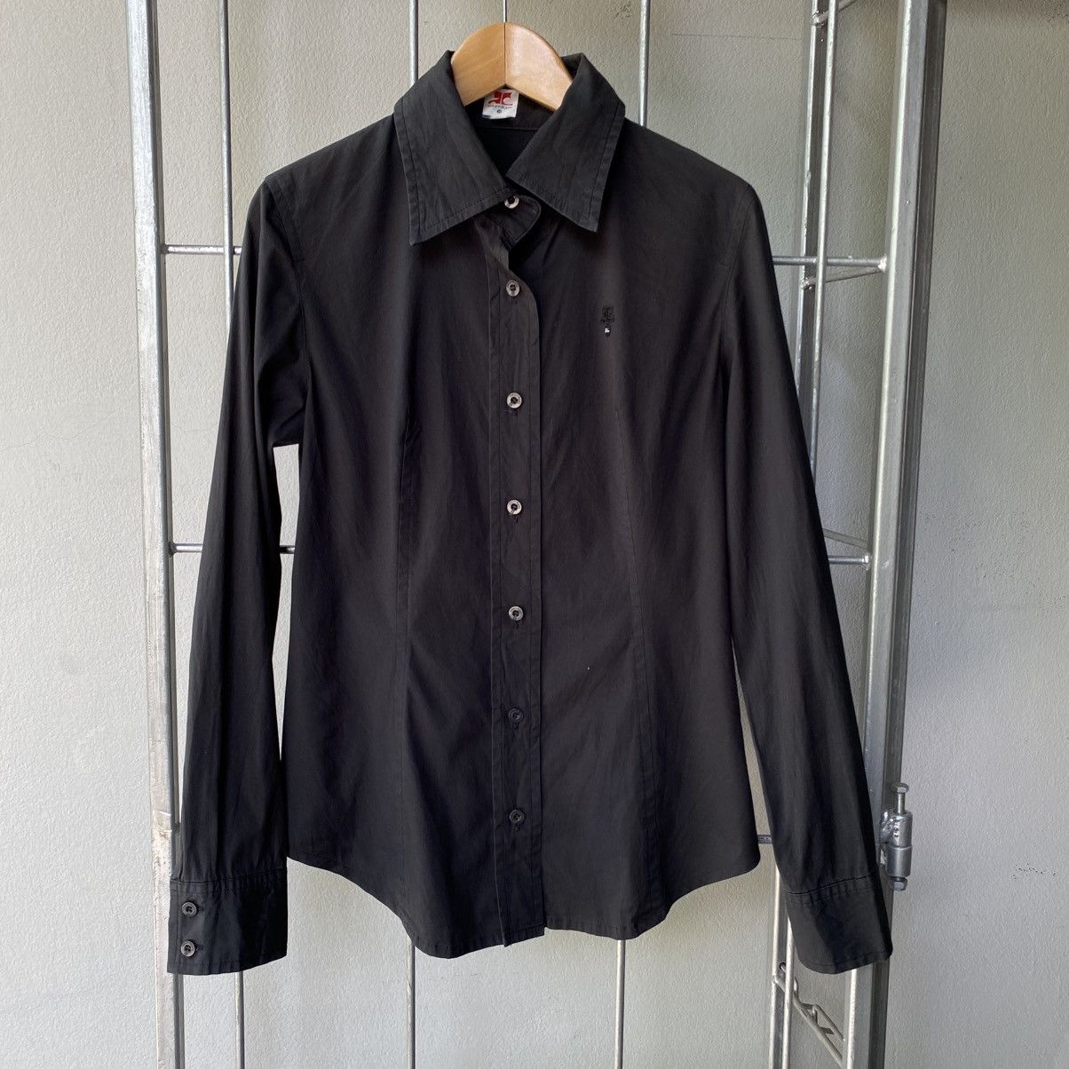 Courreges Courreges Black Fitted Elegant Collar Shirt Size XS / US 0-2 / IT 36-38 - 2 Thumbnail