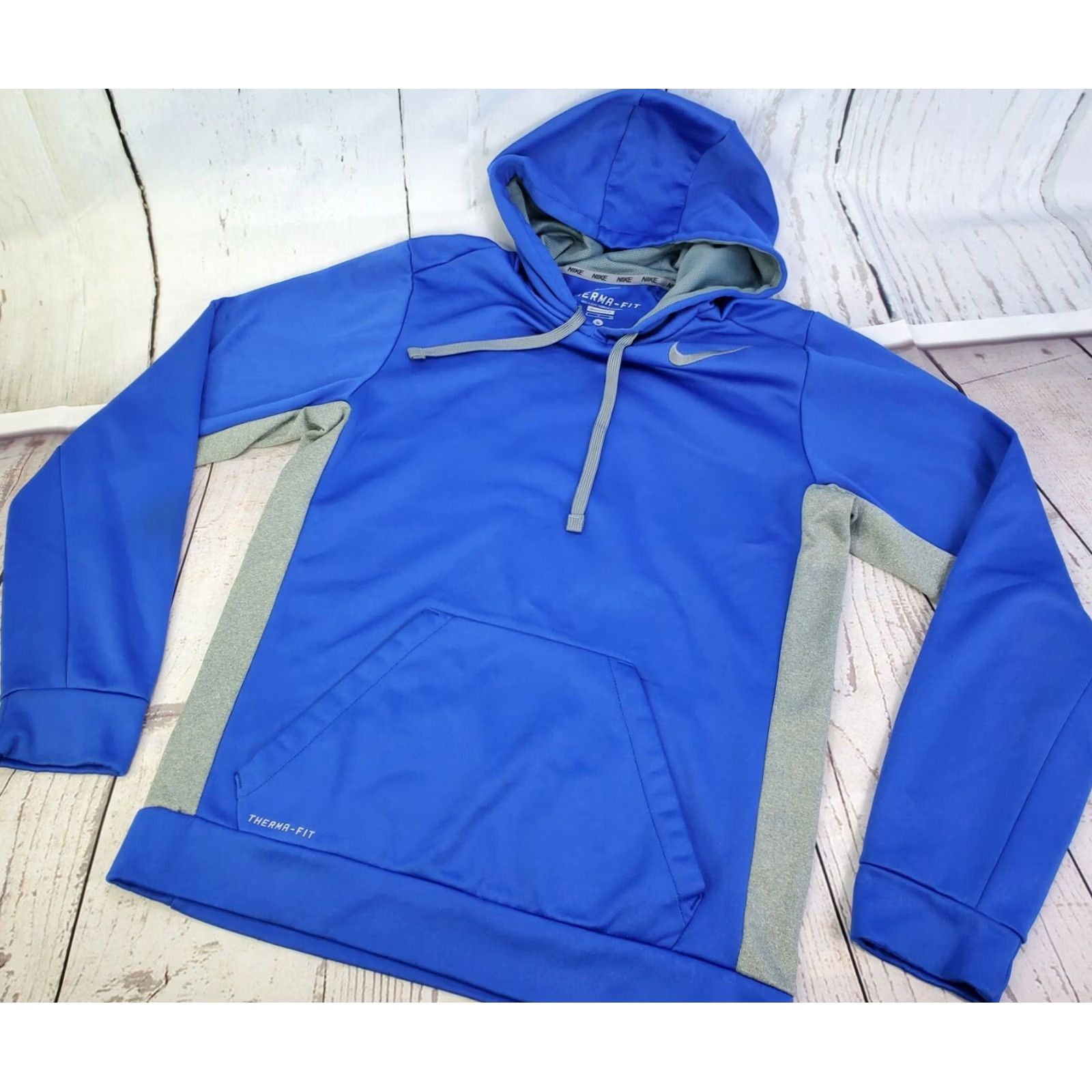 Nike Nike Therma-FIT Pullover Hoodie Men S Blue Gray 650733 Kangaroo Pocket Logo Sportswear Sweatshirt Size US S / EU 44-46 / 1 - 2 Thumbnail