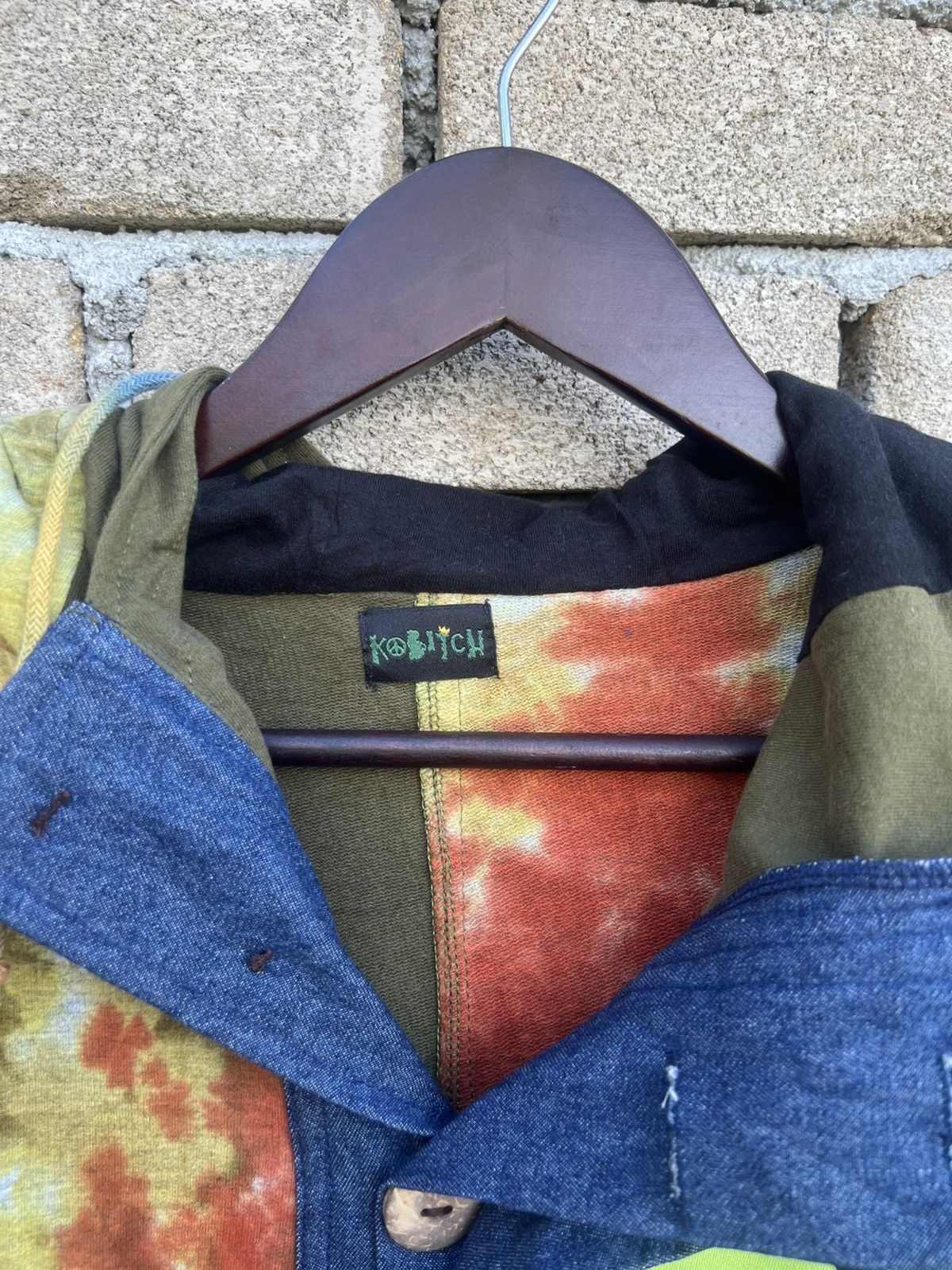 Japanese Brand Kobitch Poncho Hooded Button Up Colour Block Size XL / US 12-14 / IT 48-50 - 8 Thumbnail