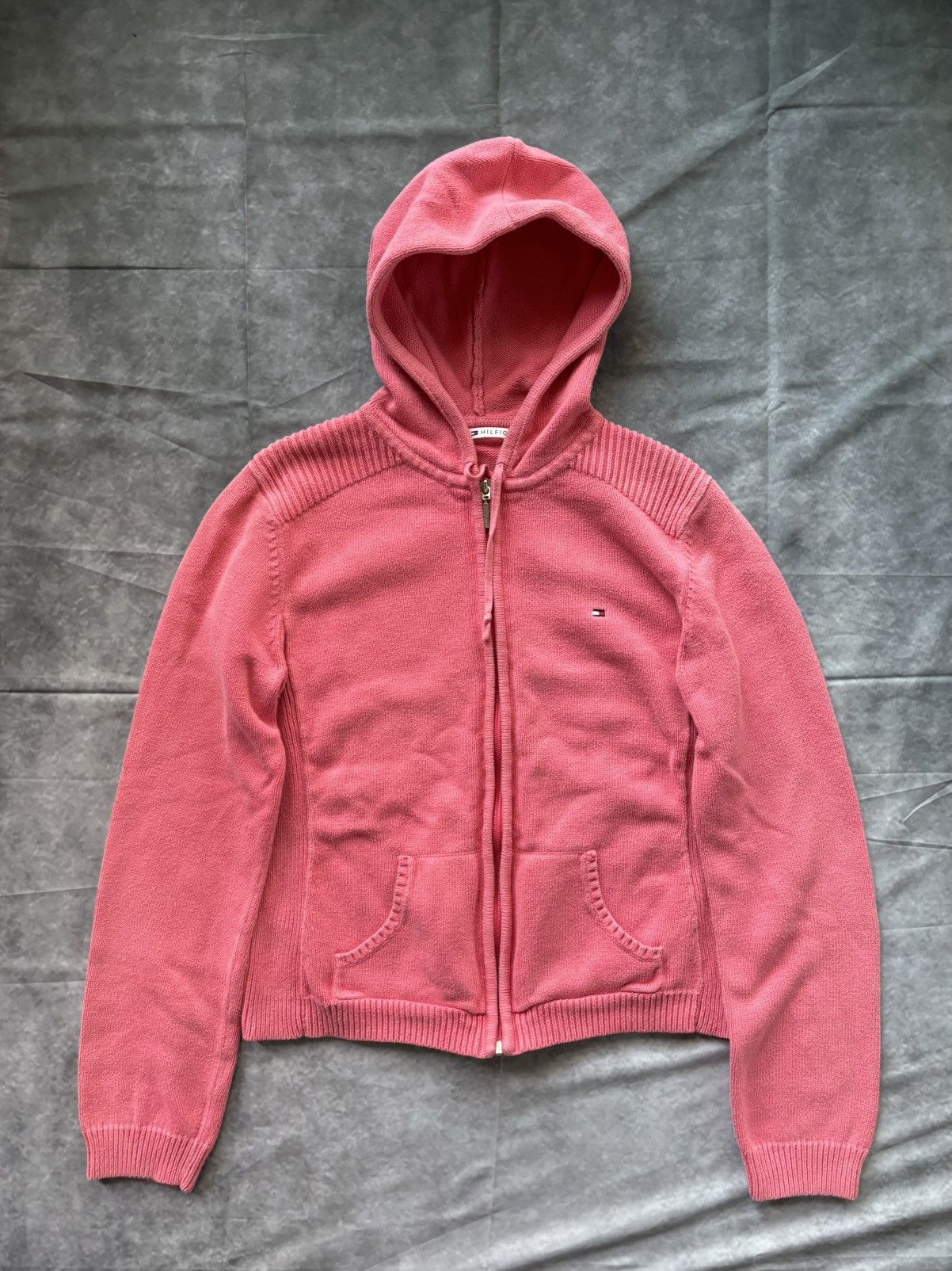 Tommy Hilfiger × Tommy Jeans × Vintage Vintage Tommy Hilfiger Hoodie 1990s 2000s Y2K Ribbed Zip Up Size US XS / EU 42 / 0 - 2 Thumbnail