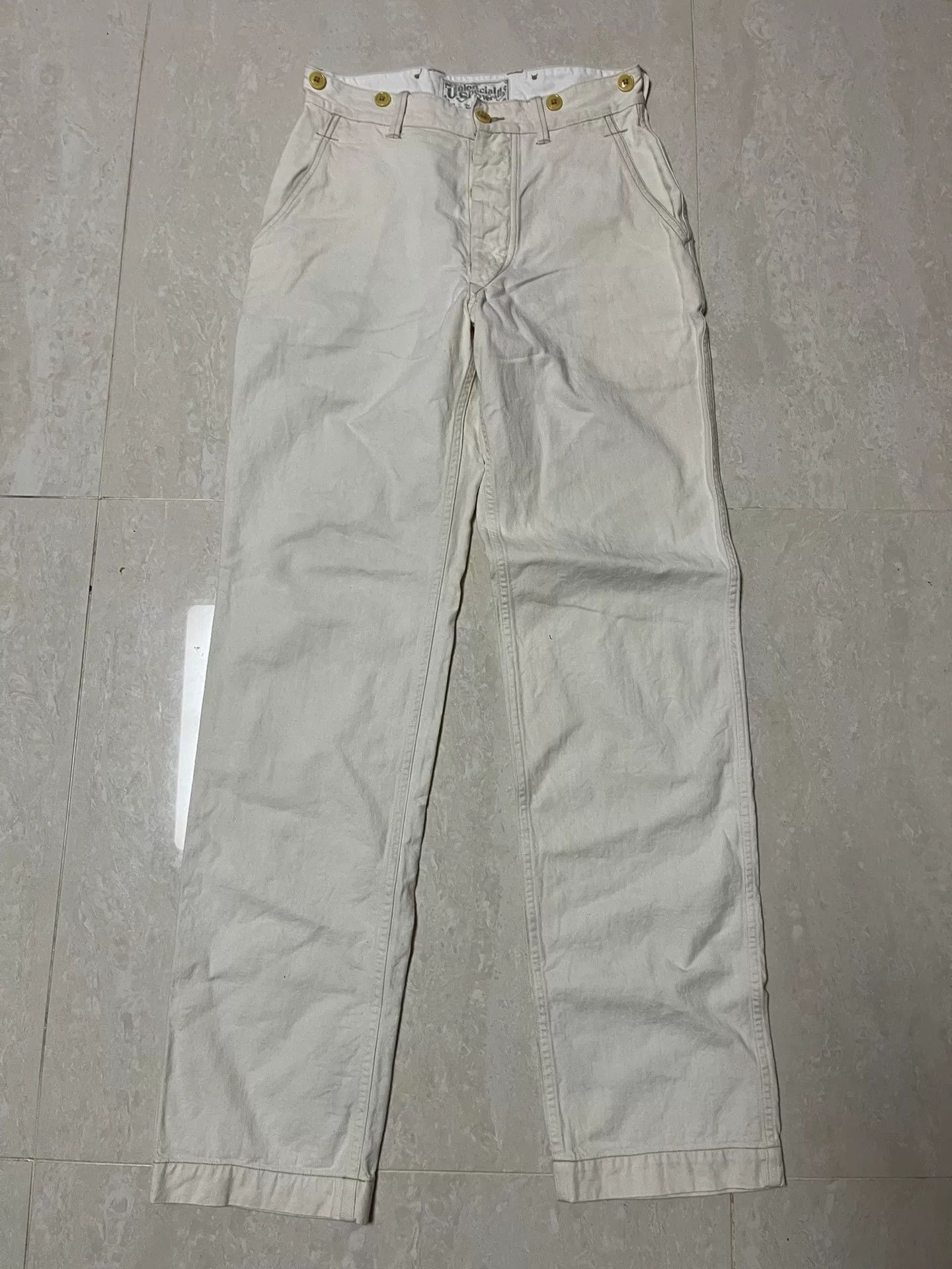 Freewheelers Freewheelers White Mid-rise Straight Leg Pants Size US 30 / EU 46 - 1 Thumbnail