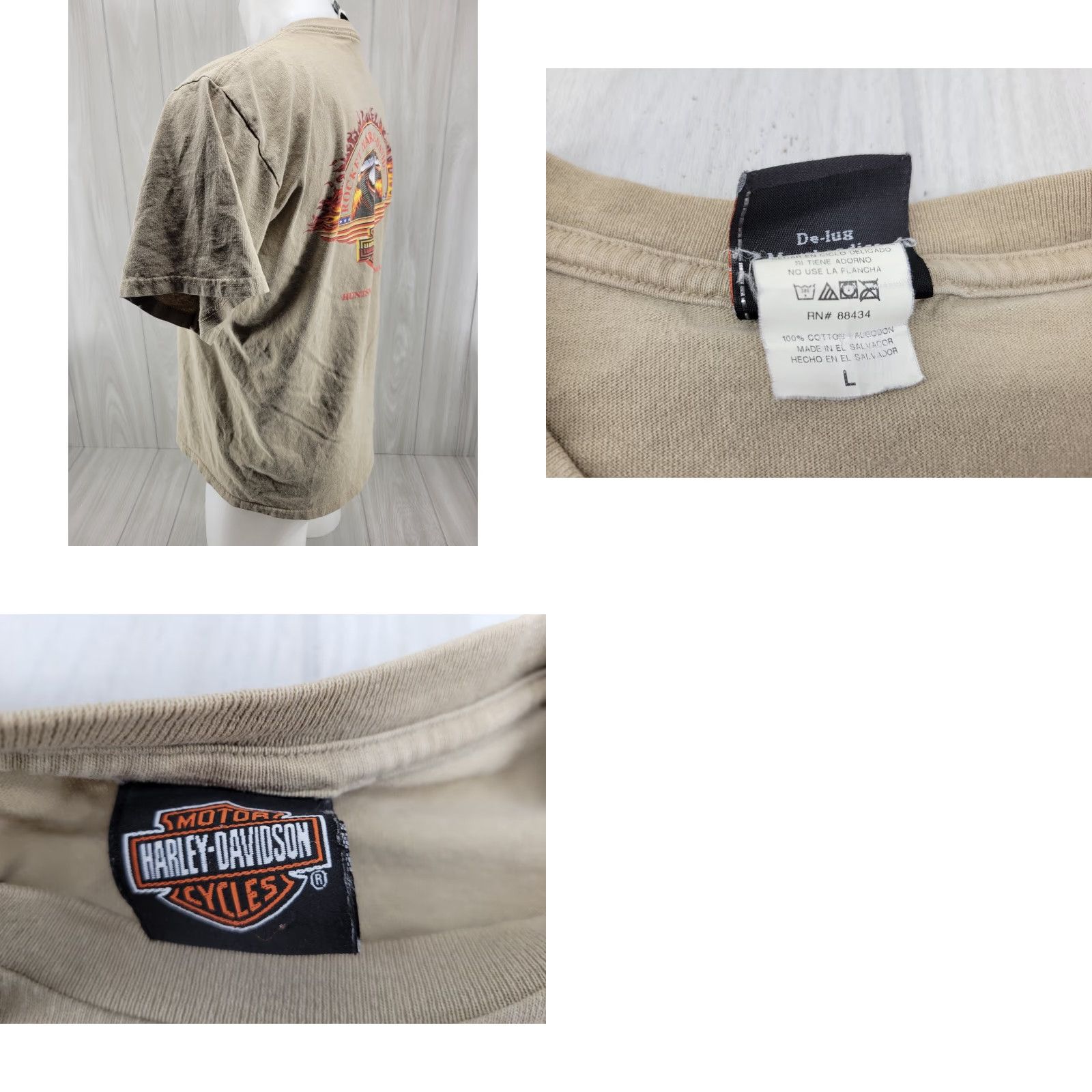 Harley Davidson VINTAGE Harley-Davidson Motorcycles T Shirt Mens L Tan Huntsville Alabama 1980s 90s Motocycle Theme Southback? Size US L / EU 52-54 / 3 - 8 Thumbnail