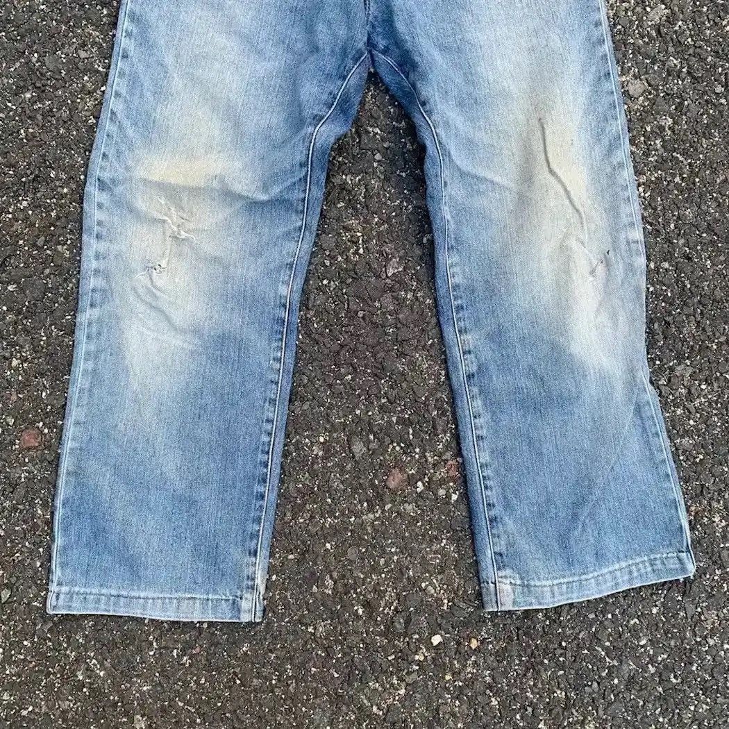 ANKLE PANTS JAPANESE VINTAGE DENIM FADED RIPPED CHECK PANTS