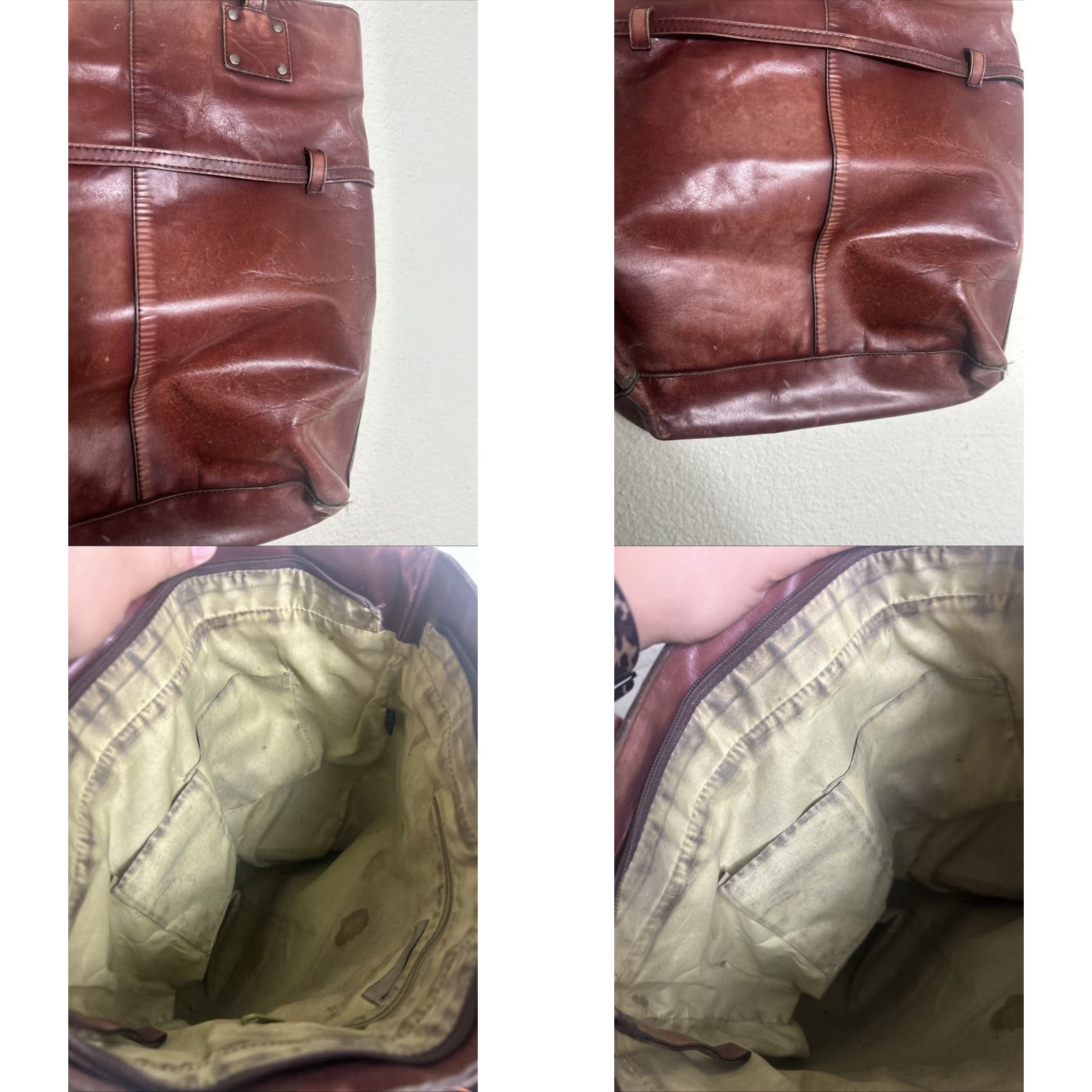 The Territory Ahead VINTAGE Territory Ahead Brown Leather Shoulder Bag Distressed Large Tote Women 14.5x12x3 Mens? Women? Size ONE SIZE - 9 Thumbnail
