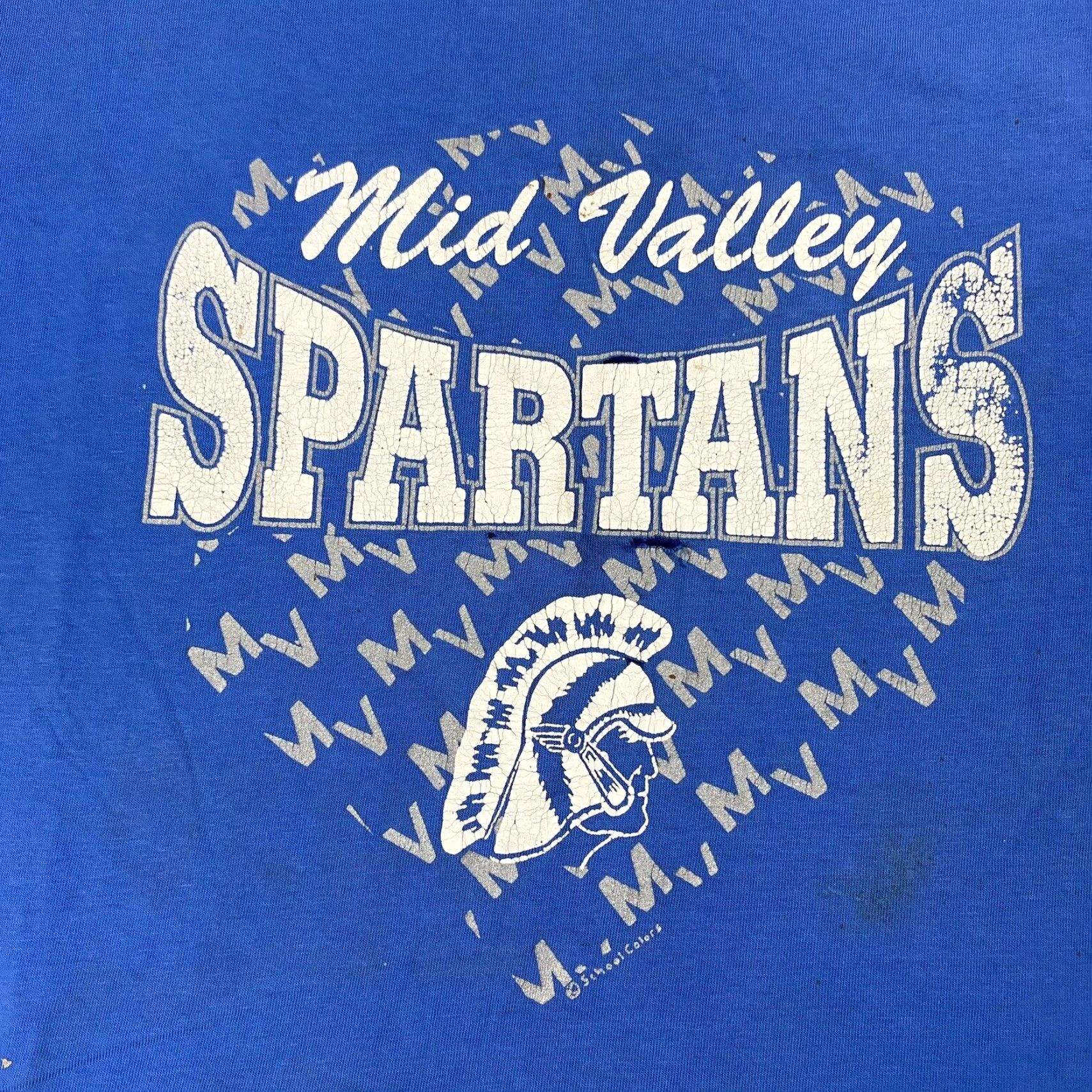 Hanes VINTAGE Spartan High School Football Shirt XL Unisex White 1980s Throop PA Hanes Graphic Tee Size US XL / EU 56 / 4 - 2 Thumbnail