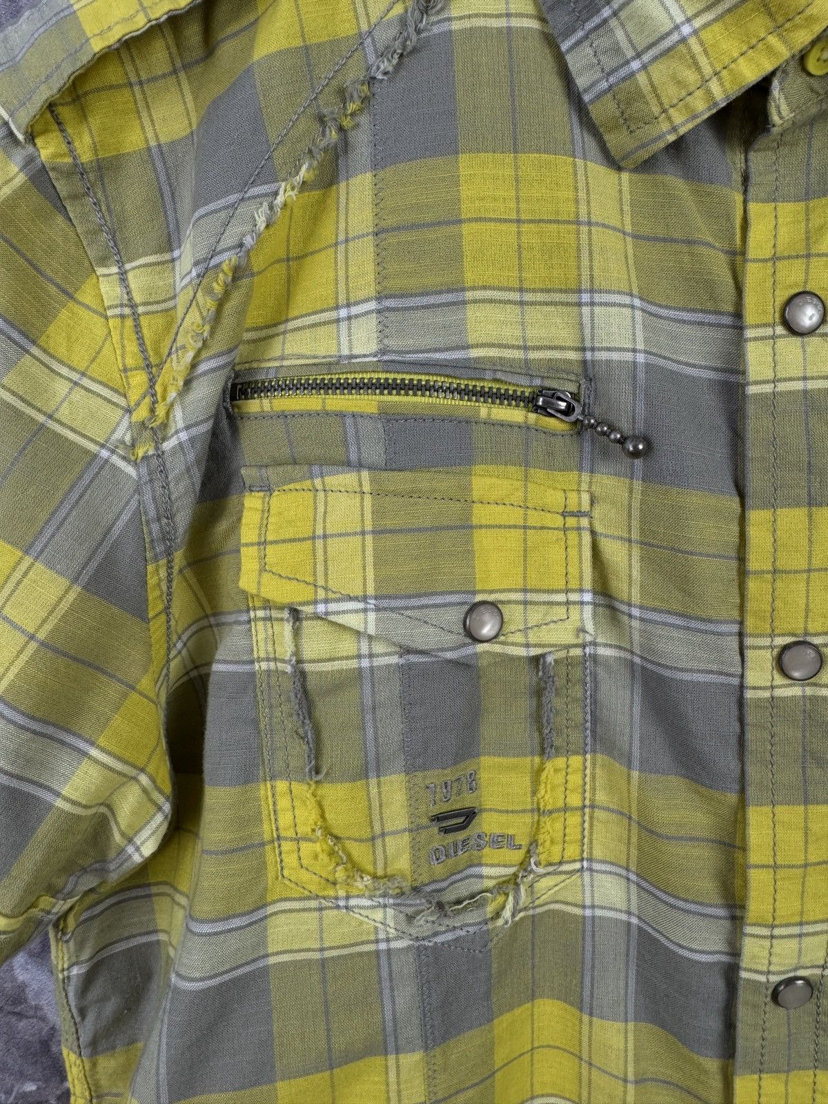 Diesel Diesel Yellow Gray Plaid Short Sleeve Shirt Button Up Casual Size US M / EU 48-50 / 2 - 7 Thumbnail