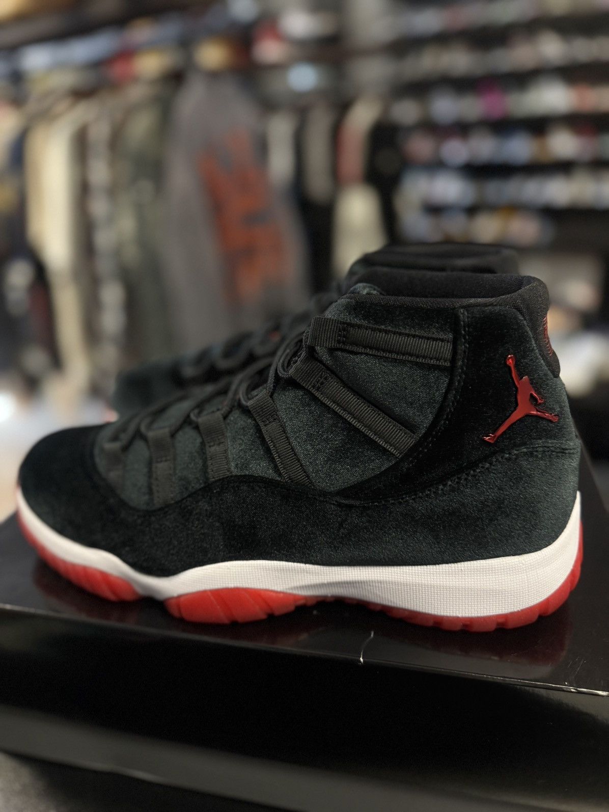 Jordan Brand × Nike Jordan 11 High Top Bred Velvet Women’s Size 12/10.5M NEW Size US 10.5 / EU 43-44 - 6 Thumbnail