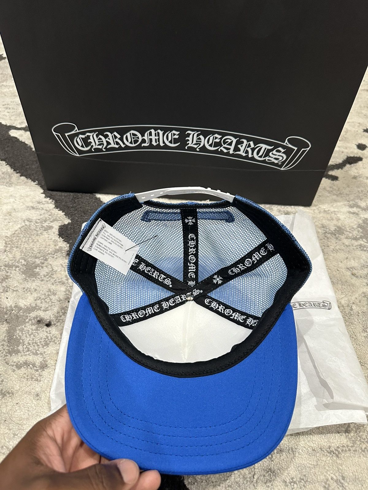 Chrome Hearts Chrome Hearts Cemetery Trucker Hat Blue Size ONE SIZE - 3 Thumbnail