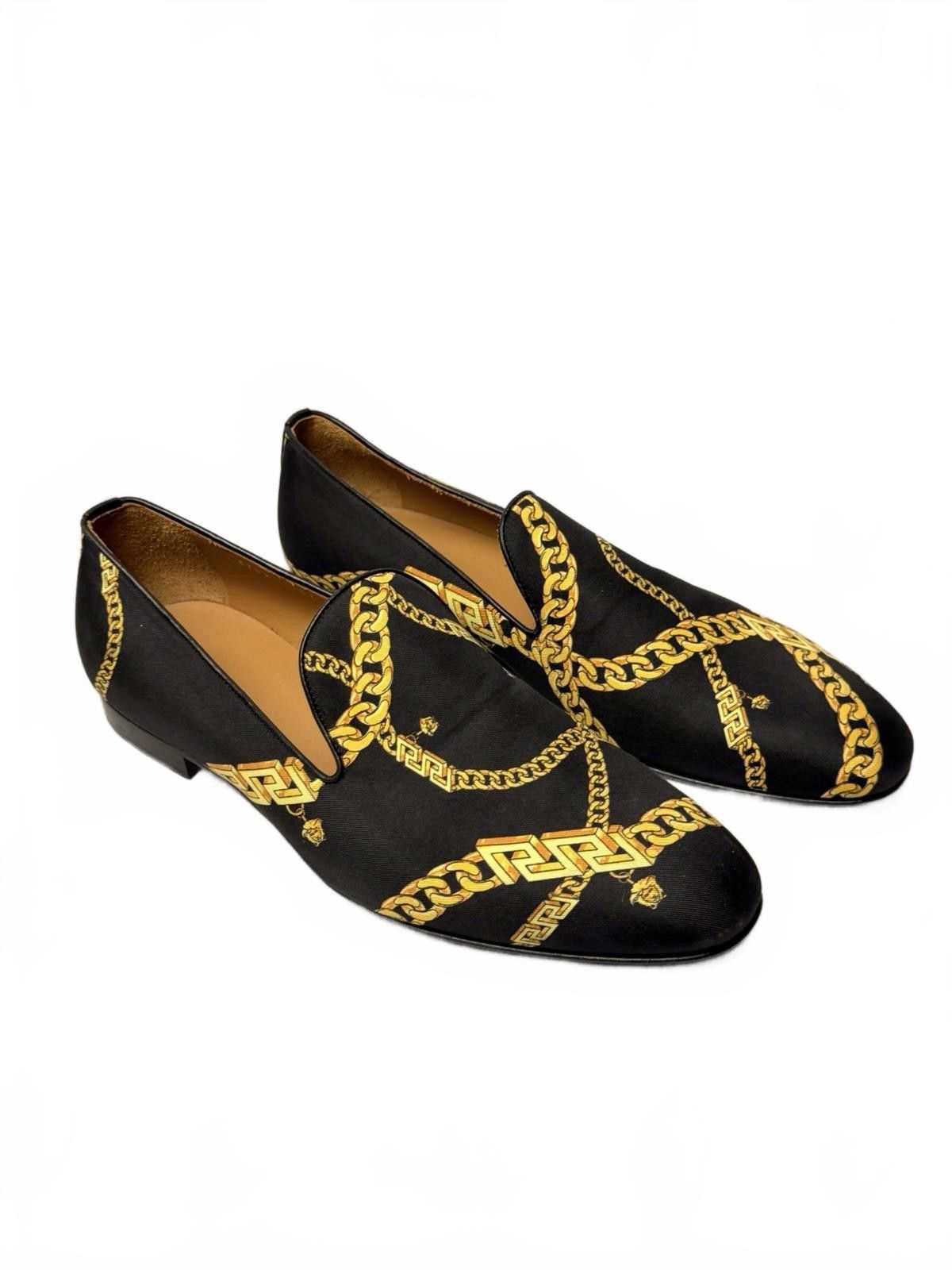 Versace Versace La Greca Chain Print Loafer Gold Silk SZ 41 US 8 Size US 8 / EU 41 - 1 Thumbnail