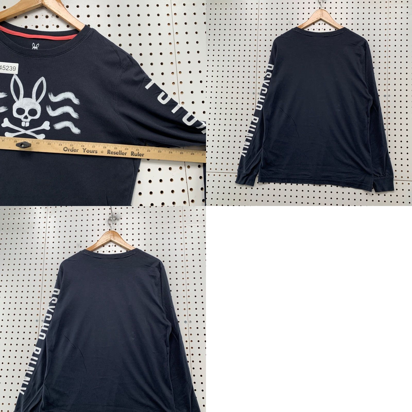 Psycho Bunny Psycho Bunny Shirt Mens 5 Fits Medium Black Skull Bone Spell Out Long Sleeve Shirt Mens Black Psy clo? Size US M / EU 48-50 / 2 - 8 Thumbnail