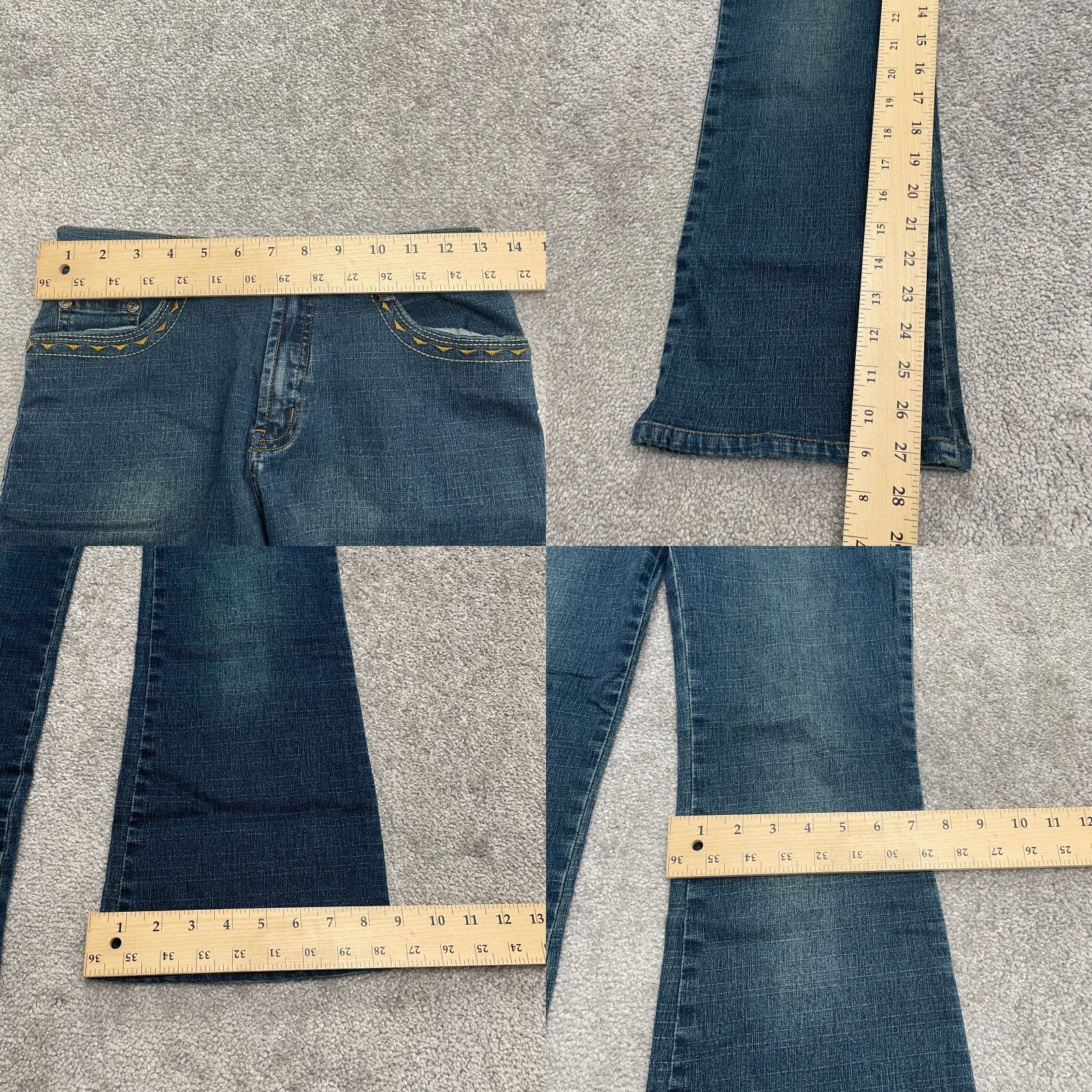 Denime GES Jeans Bootcut Denim Womens 27 Blue Mid Rise Embroidered Pockets 26x27 Casual Regular Size 5-Pocket Design USA Classic Size 27" / US 4 / IT 40 - 8 Thumbnail