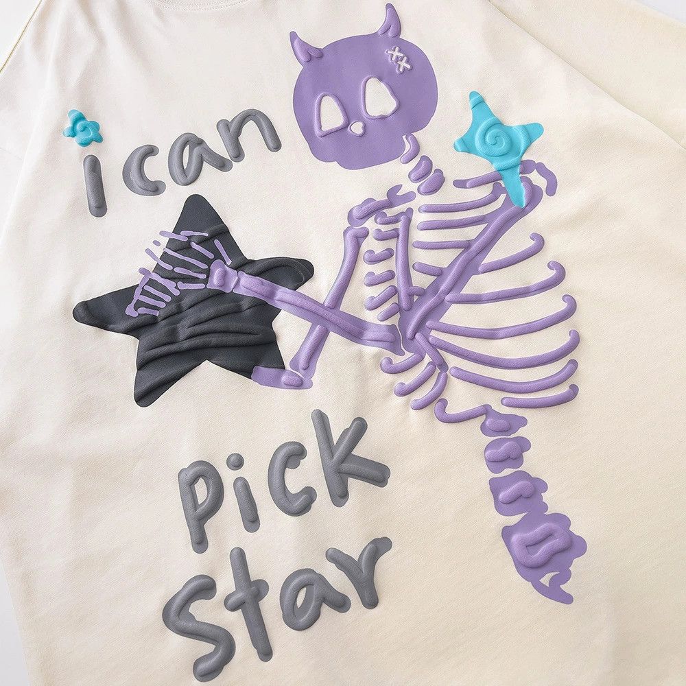 Vintage Men's trendy hippie fun skull foam print T-shirt Size US M / EU 48-50 / 2 - 3 Thumbnail