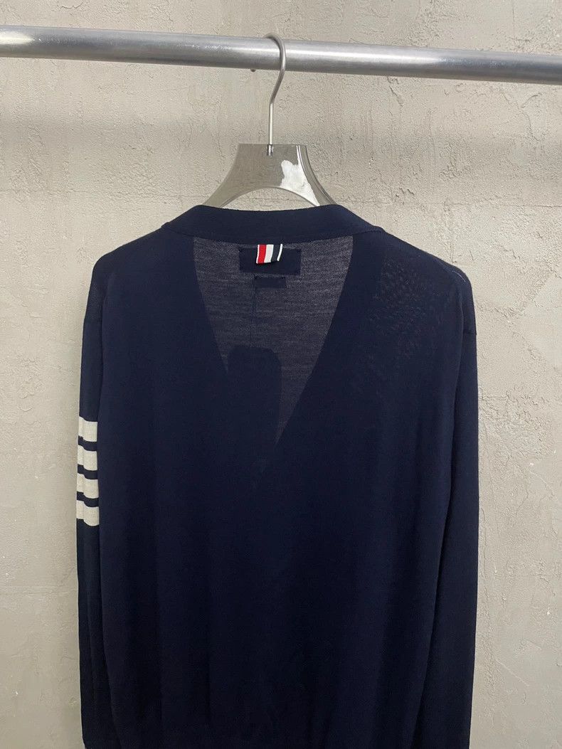 Thom Browne Thom Browne Dark blue four-striped wool knitted cardigan 25 Size US L / EU 52-54 / 3 - 4 Thumbnail