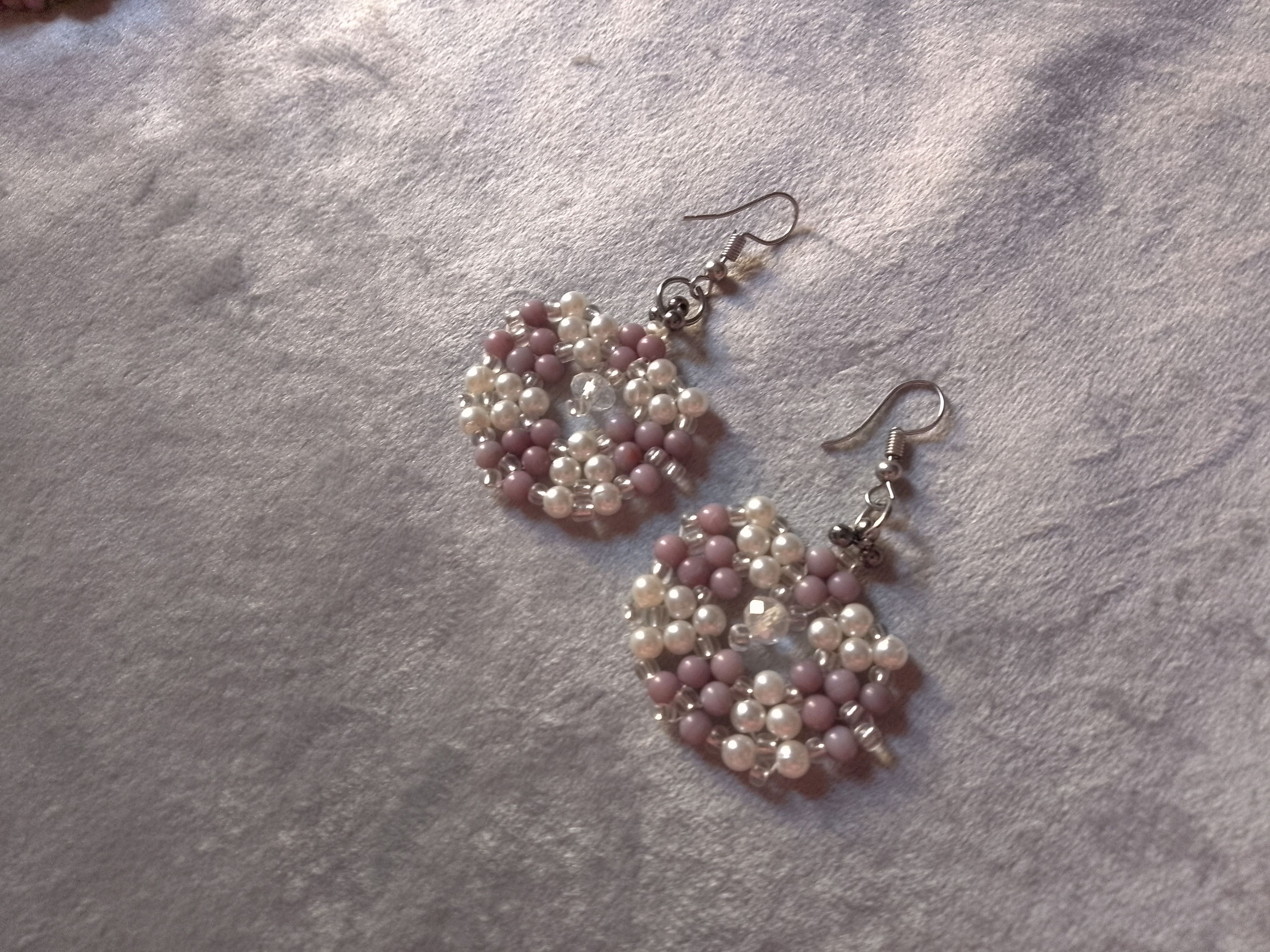 Handmade Necklace earrings. Elegant. Ivory and brown pearls Size ONE SIZE - 2 Thumbnail