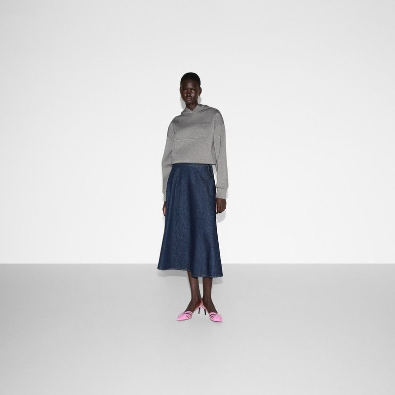 Gucci oc11z1125 Regular Fit Embroidered Denim Skirt in Dark Blue Size 26" / US 2 / IT 38 - 5 Thumbnail