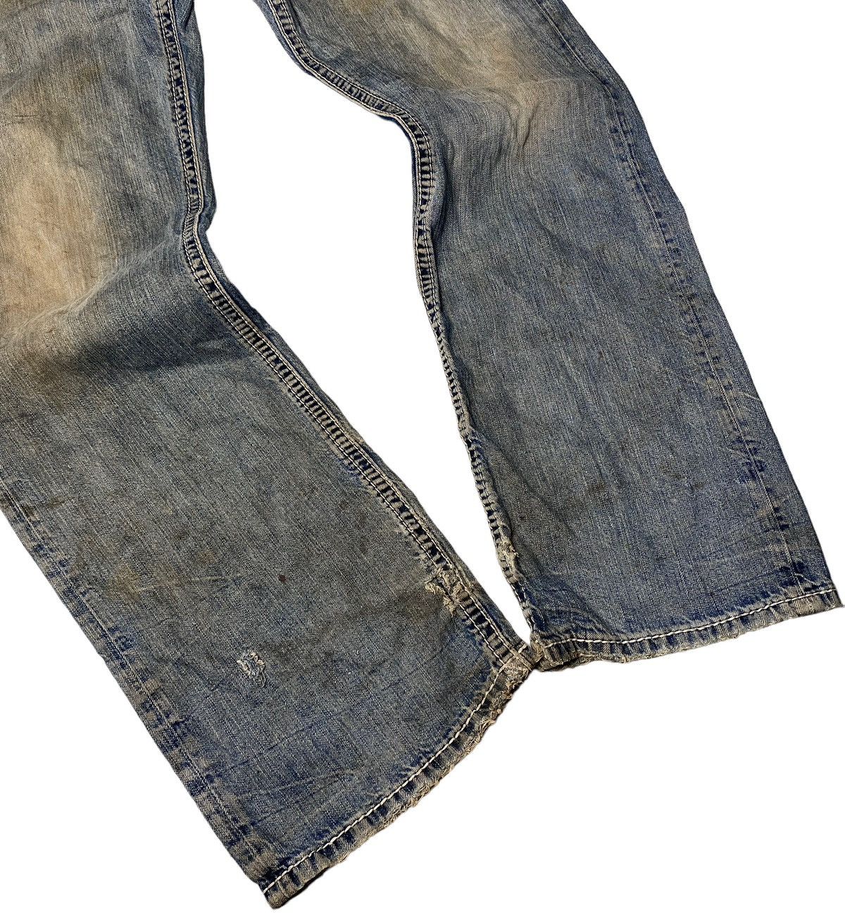 If Six Was Nine 2000's Silver Flared Mudwash Destroy Stitch Jeans Size US 34 / EU 50 - 9 Thumbnail