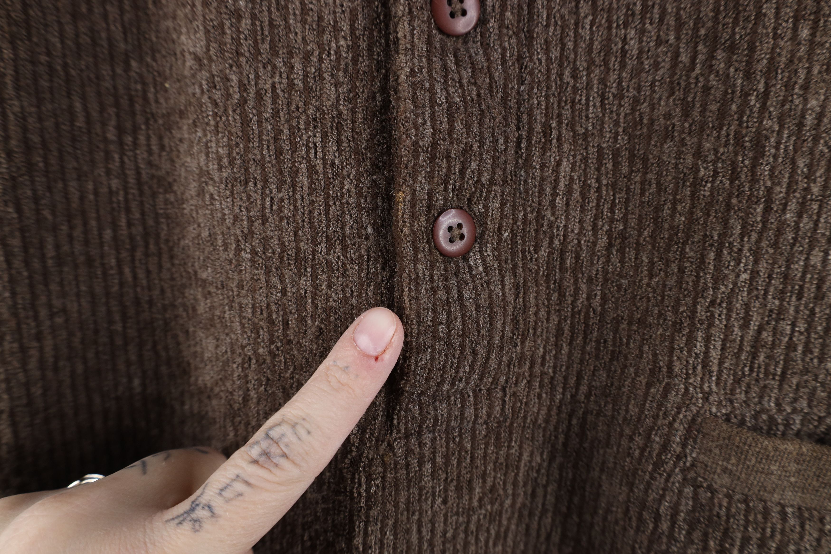 Vintage Vintage 90s Streetwear Ribbed Fleece Collared Sweater Brown Size US XXL / EU 58 / 5 - 4 Thumbnail